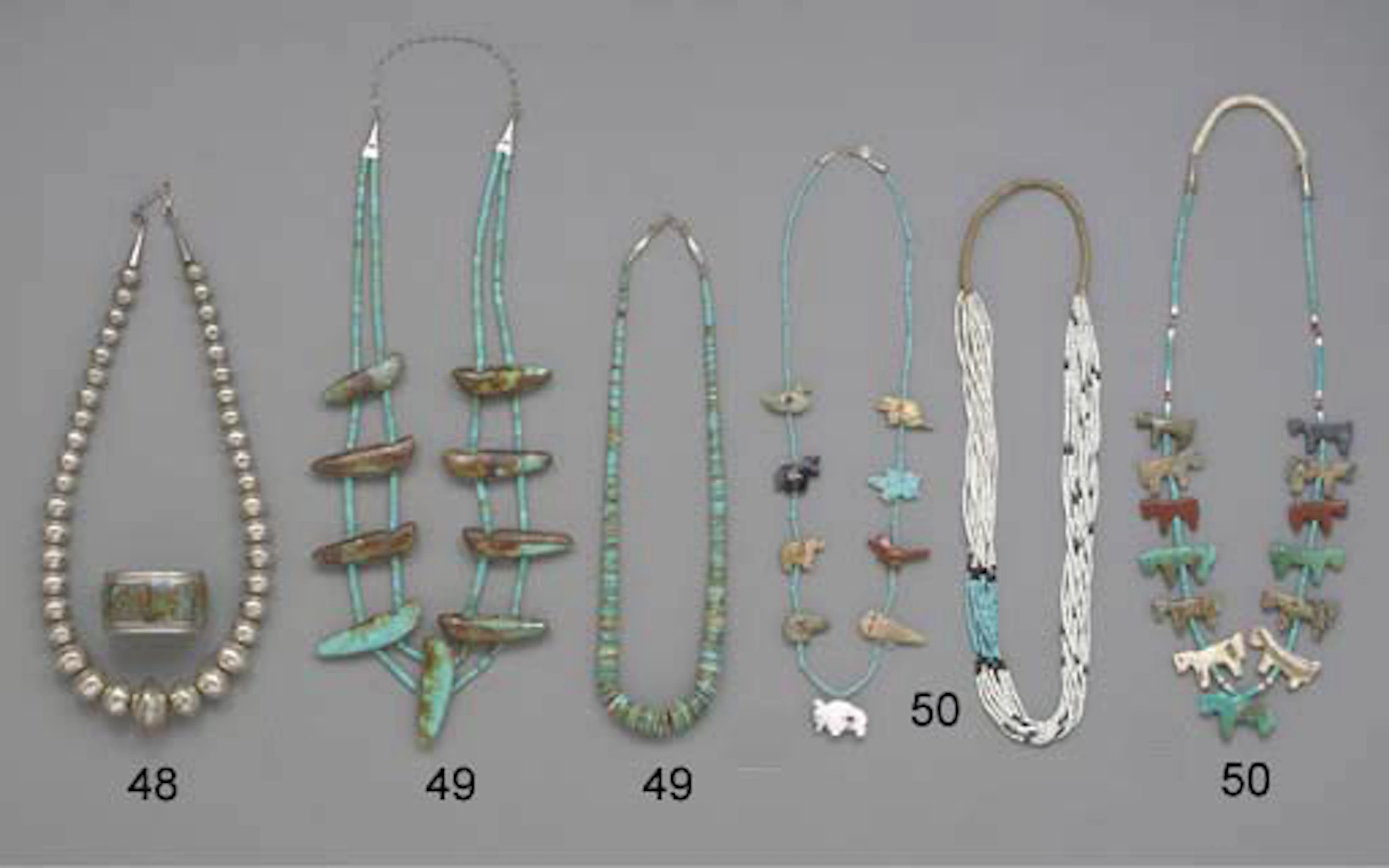 THREE SOUTHWEST TURQUOISE, STONE, AND SHELL NECKLACES**