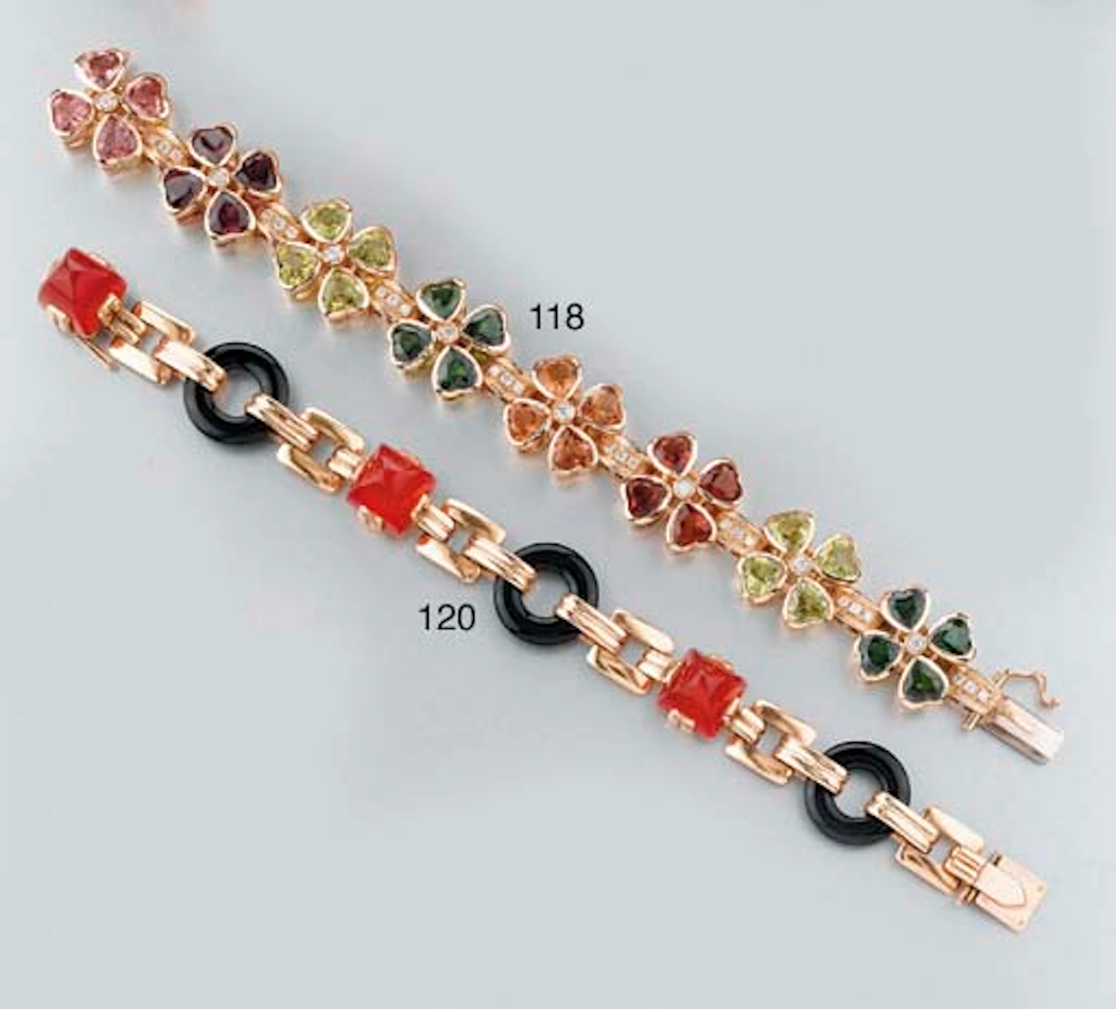 Bracciale in Oro Con Onice E Corniola