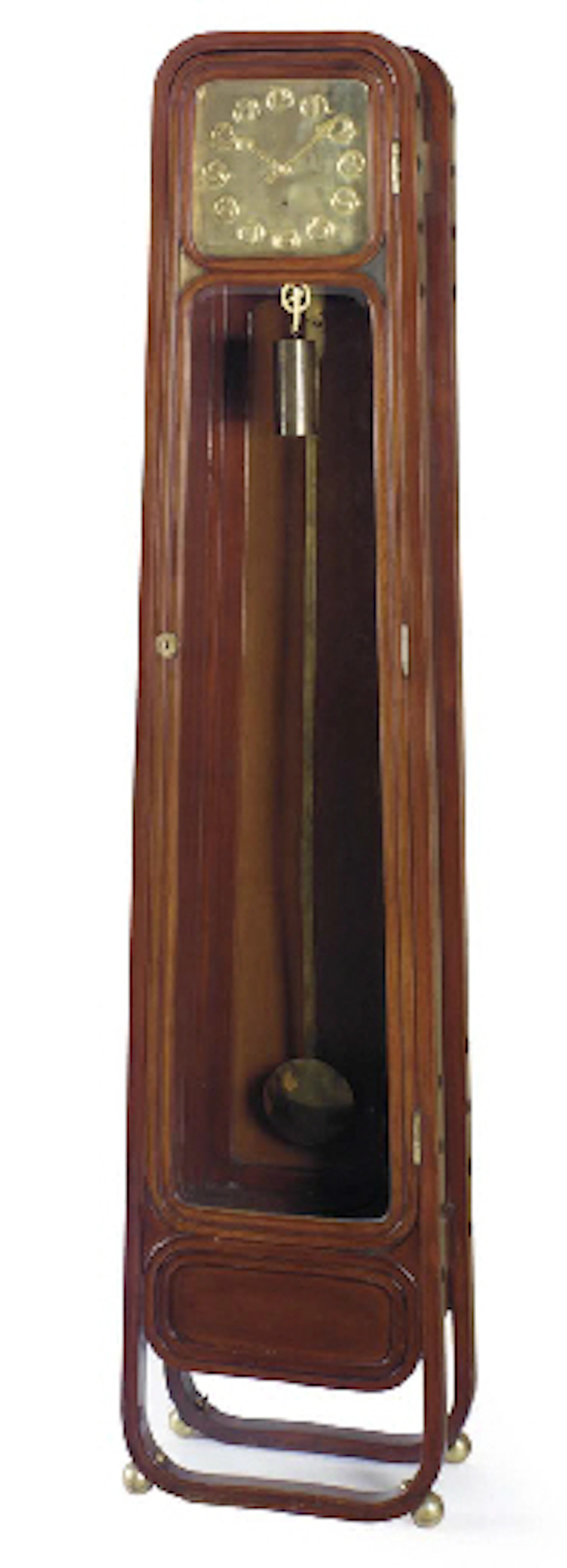 A BENTWOOD AND BRASS TALL CASE CLOCK, CIRCA 1902