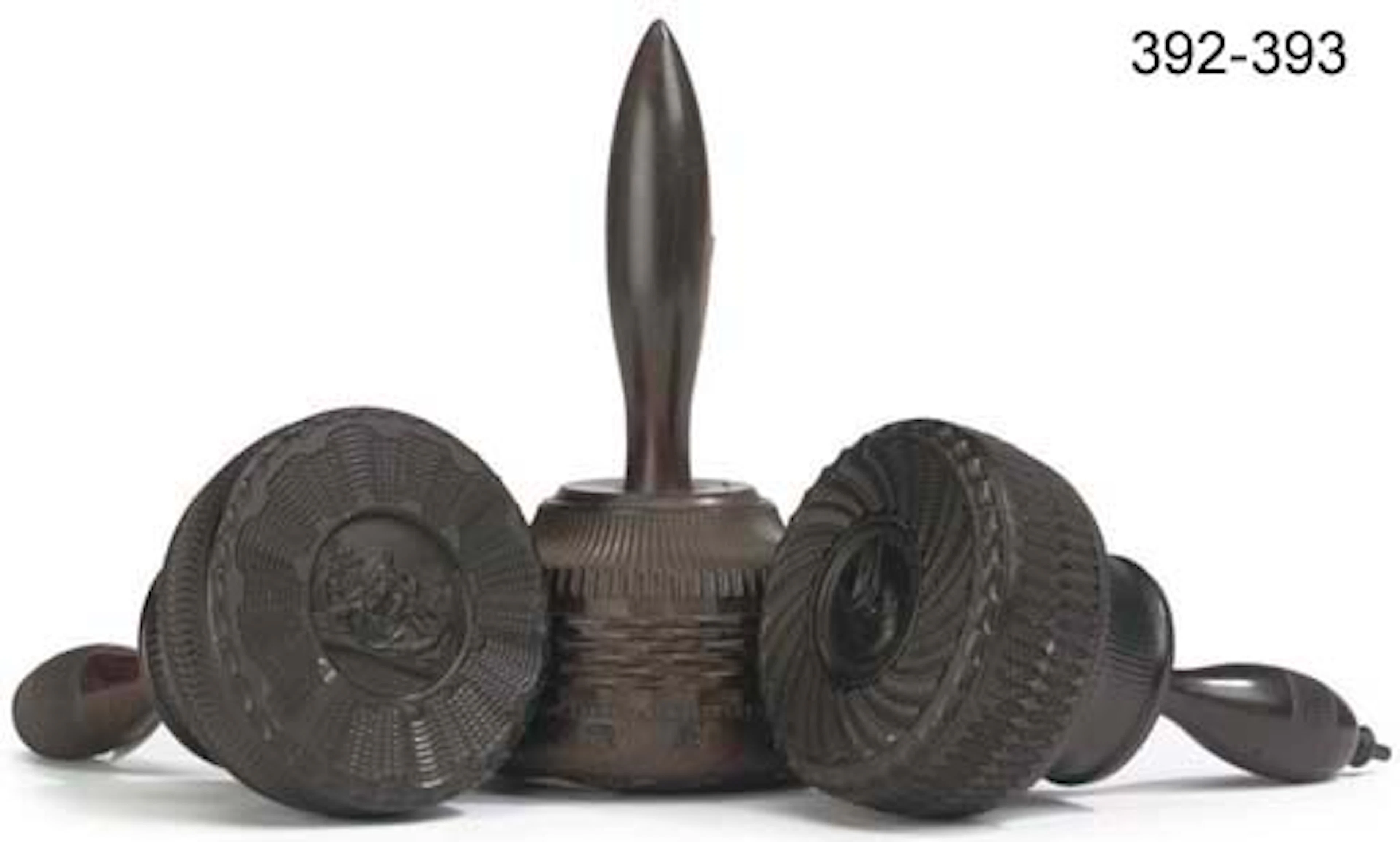 TWO ENGINE-TURNED ORNAMENTAL TREEN MALLETS