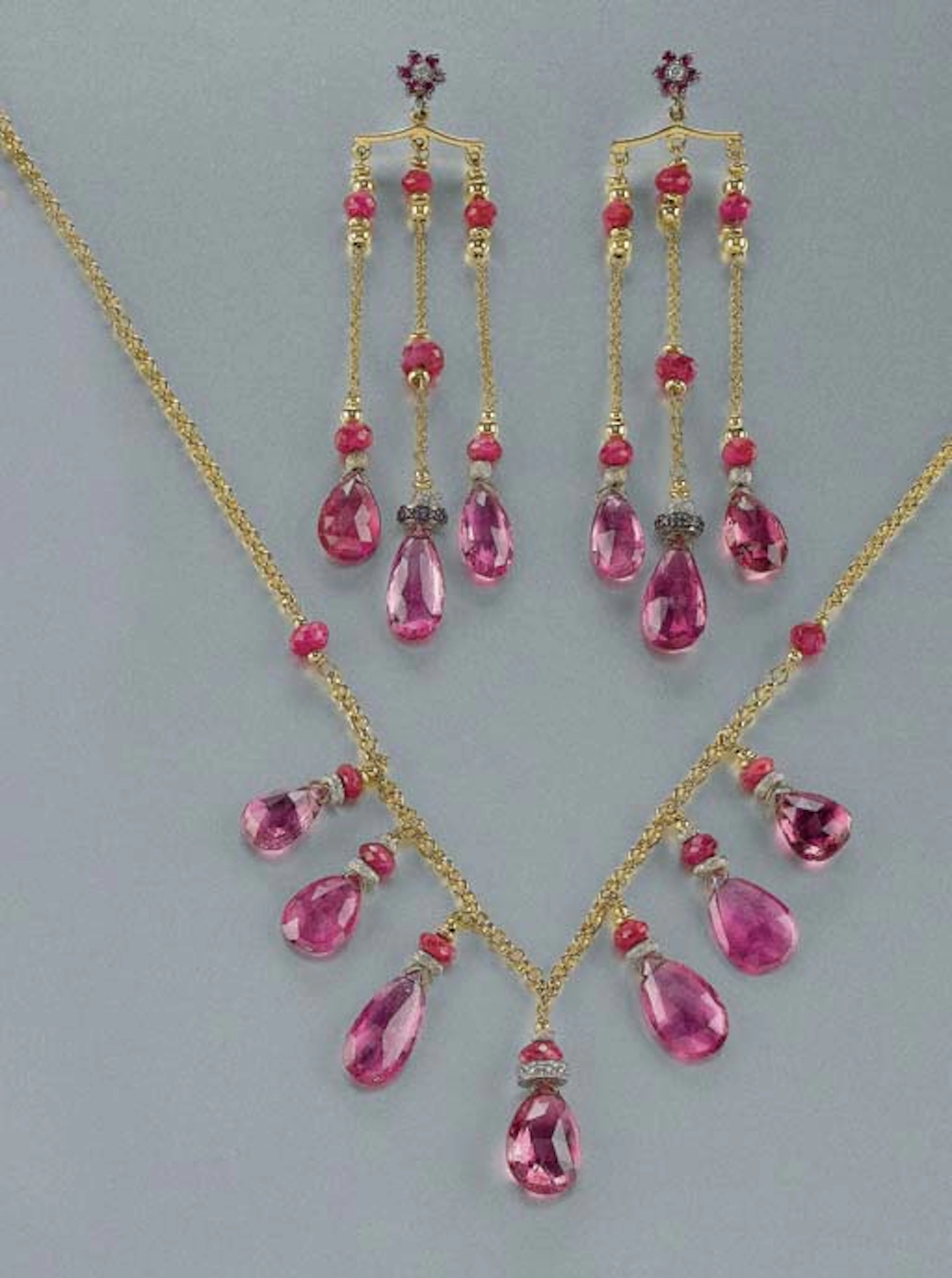 Demi Parure in Oro E Tormaline Rosa