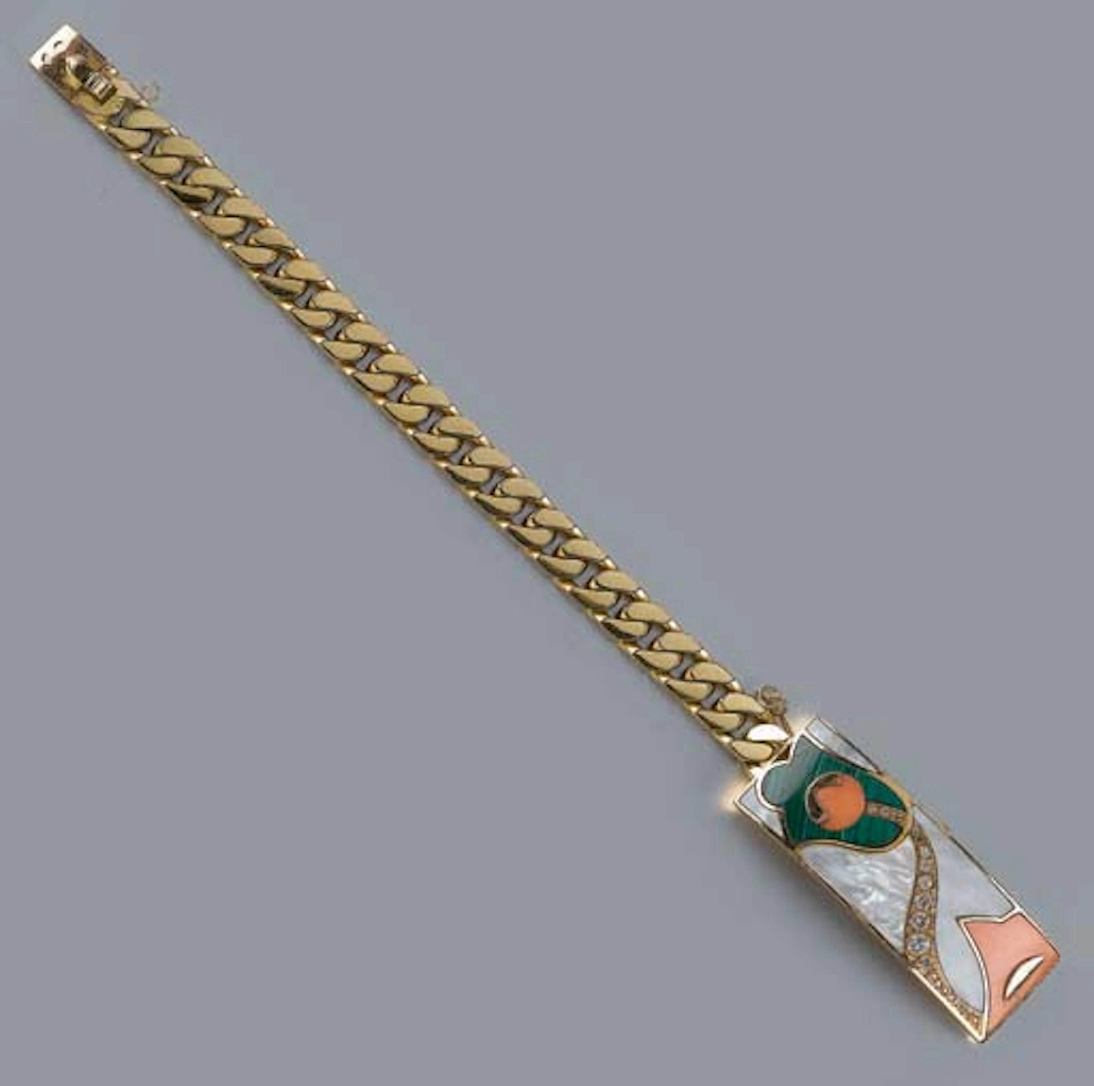 Bracciale in Oro, Diamanti E Pietre Dure, Firmato Bulgari