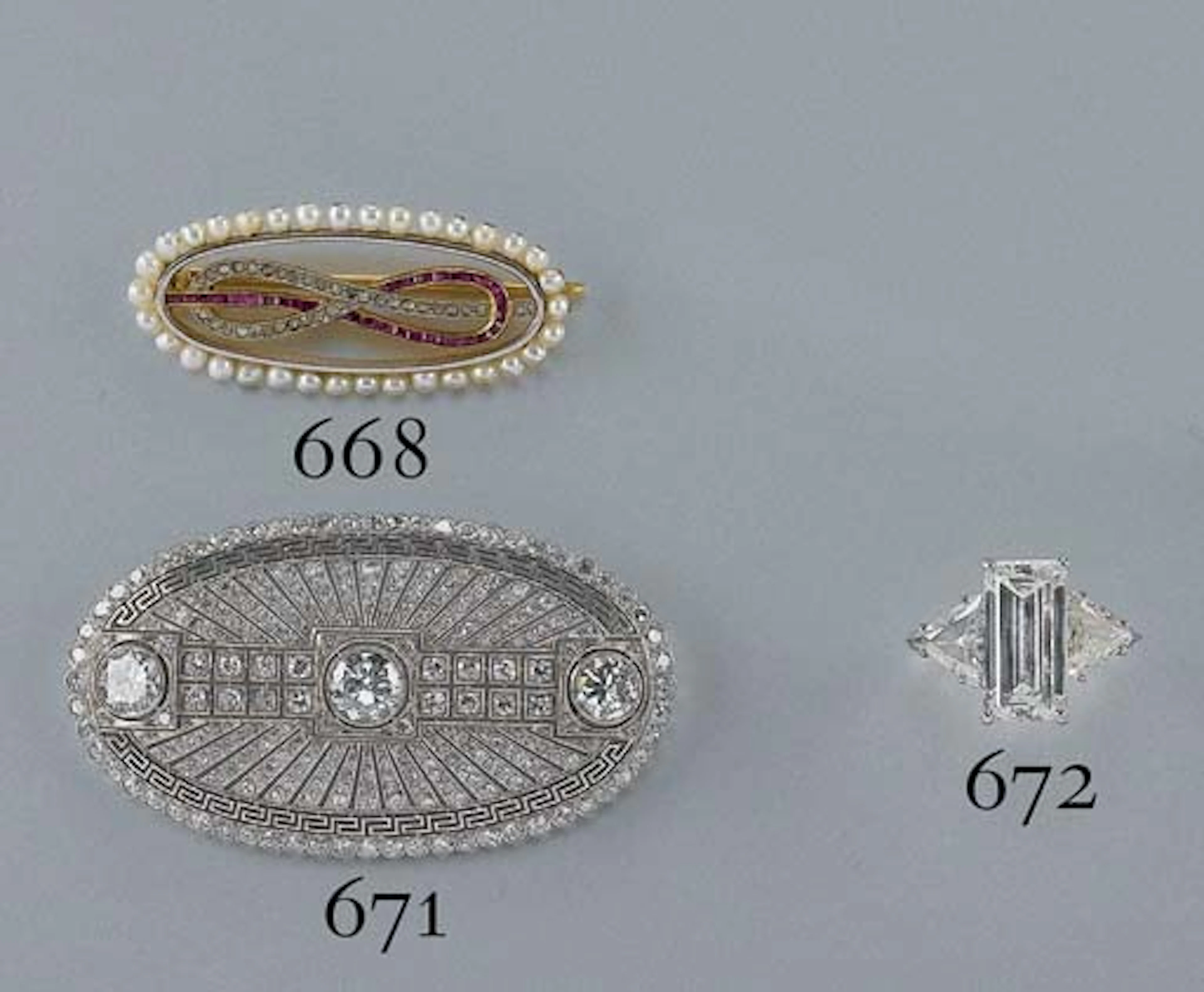 Spilla Art Nouveau in Platino E Diamanti