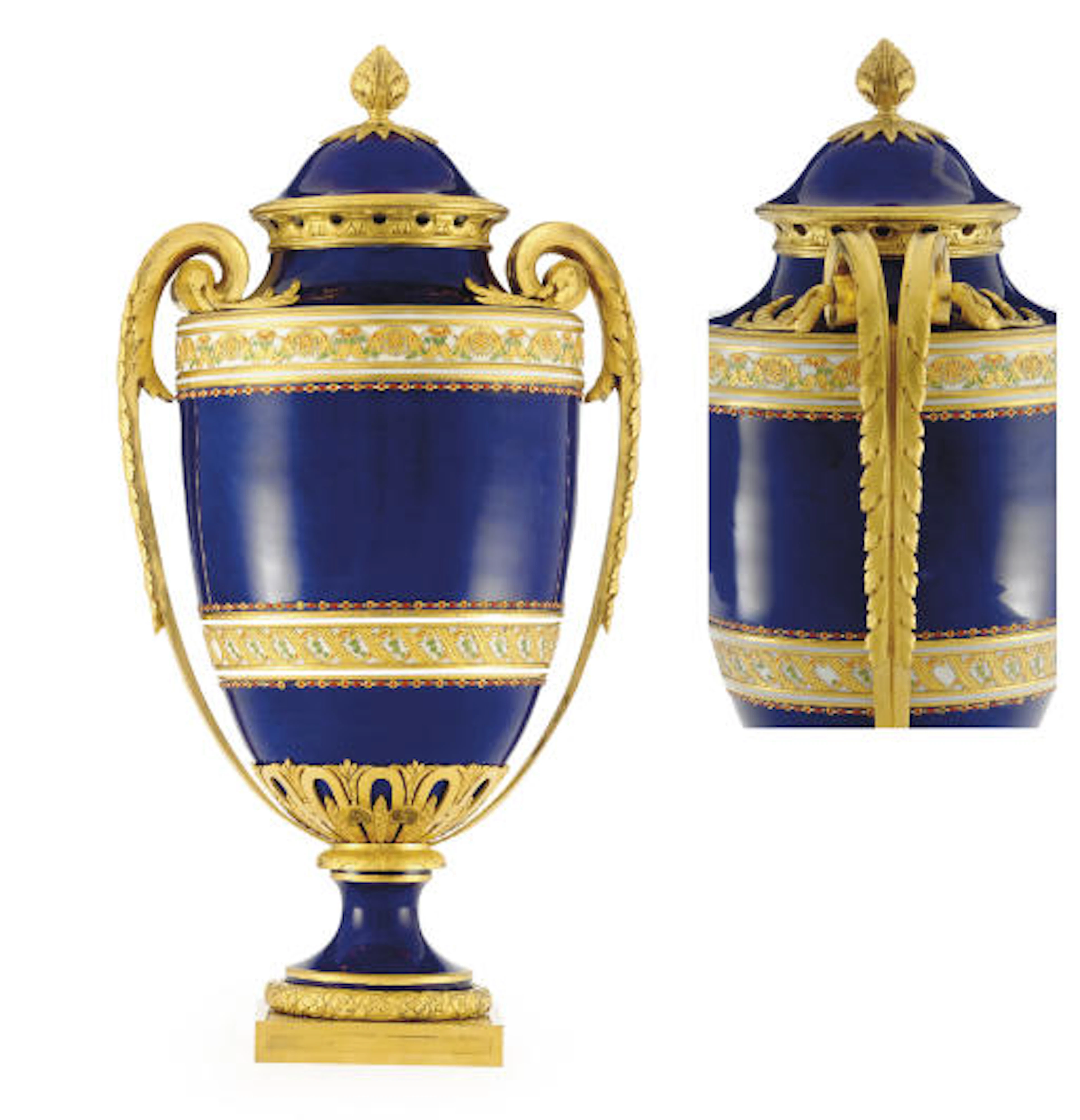A SÈVRES ORMOLU-MOUNTED (HARD PASTE) BLEU NOUVEAU JEWELLED POT-POURRI VASE AND COVER (VASE 'BOIZOT' OU 'COSSA')