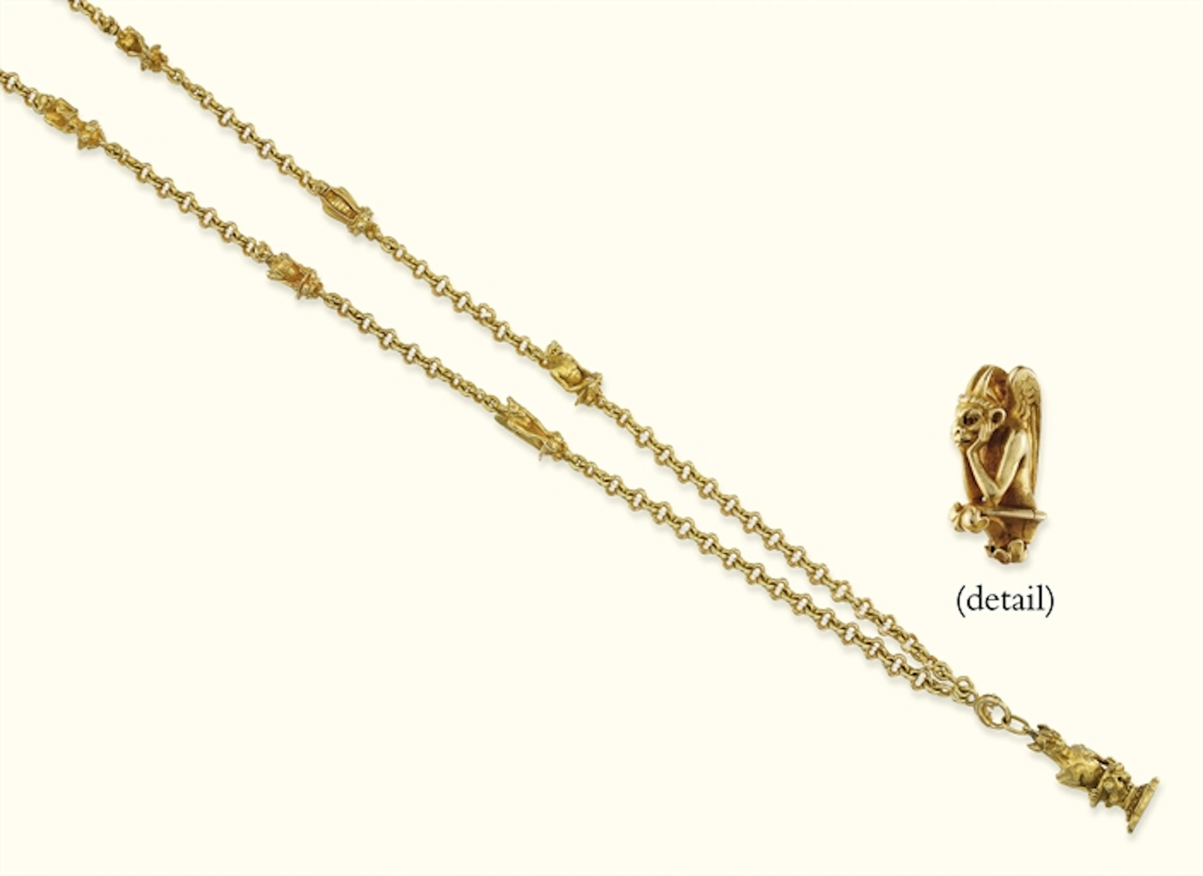 A Gold Gothic Revival Long Chain, by Jules Wiese