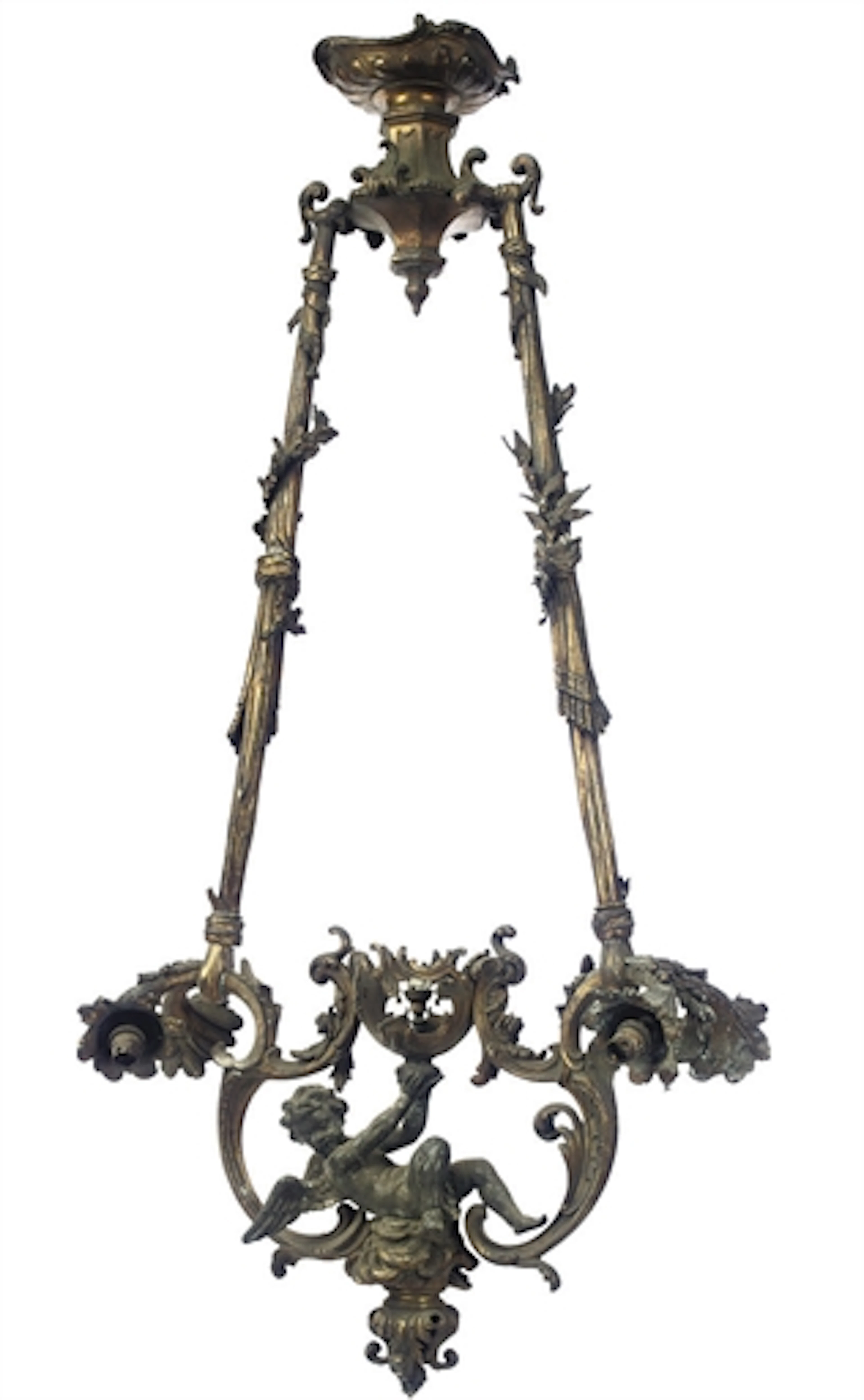 A FRENCH BRONZE AND GILT-BRONZE CHANDELIER