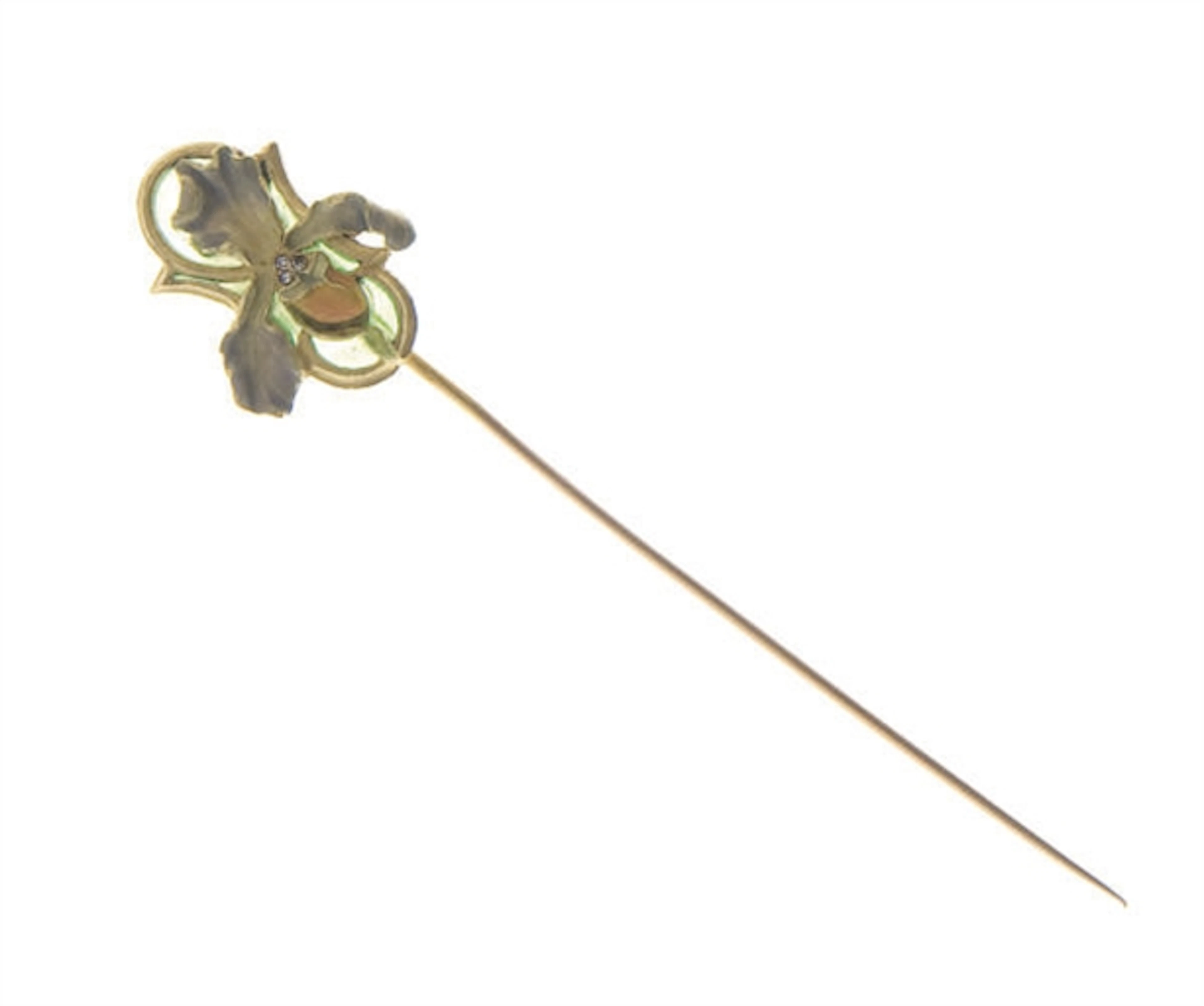 AN ART NOUVEAU ENAMEL AND GOLD STICK PIN, BY EUGENE FEUILLATRE
