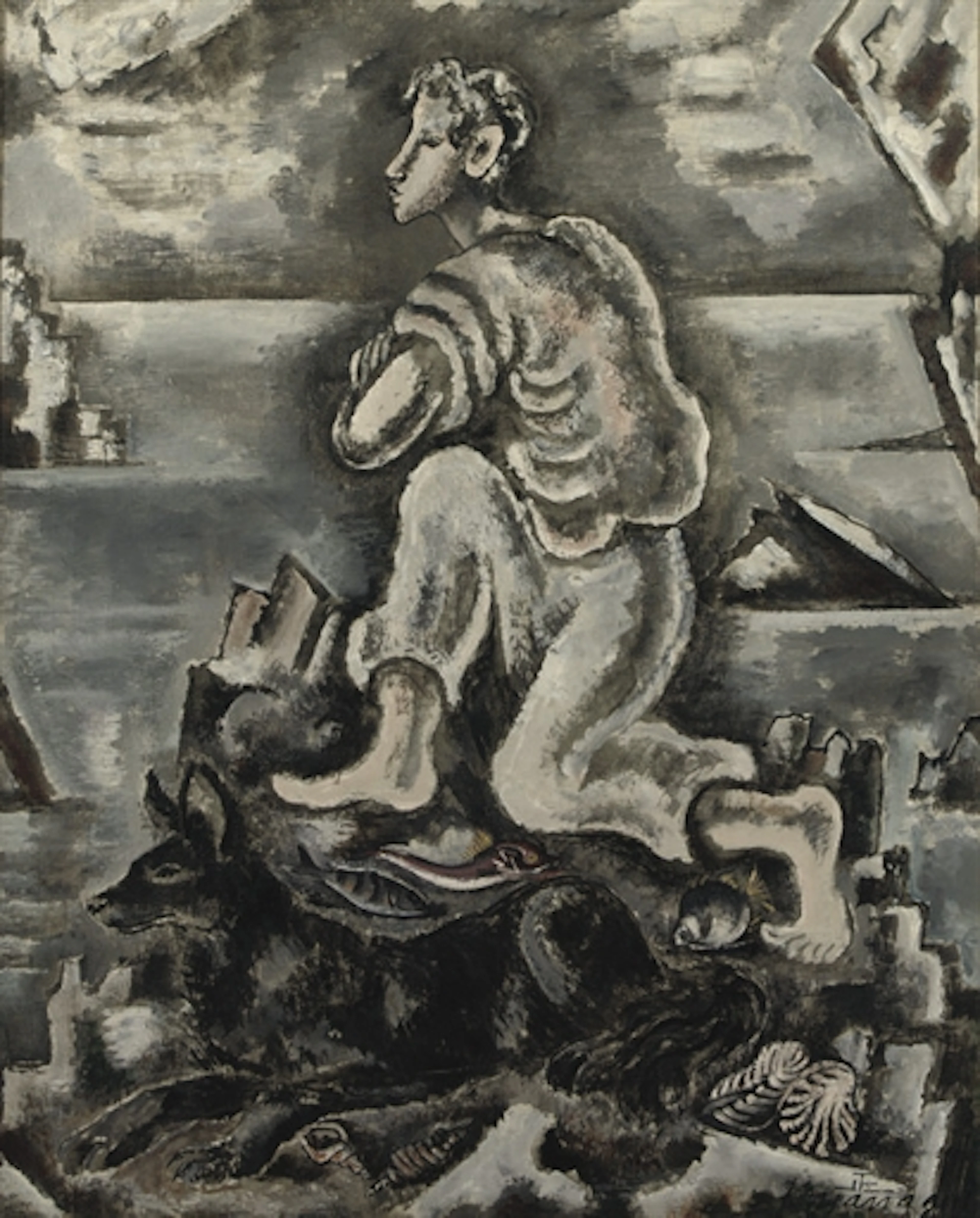 Kneeling man