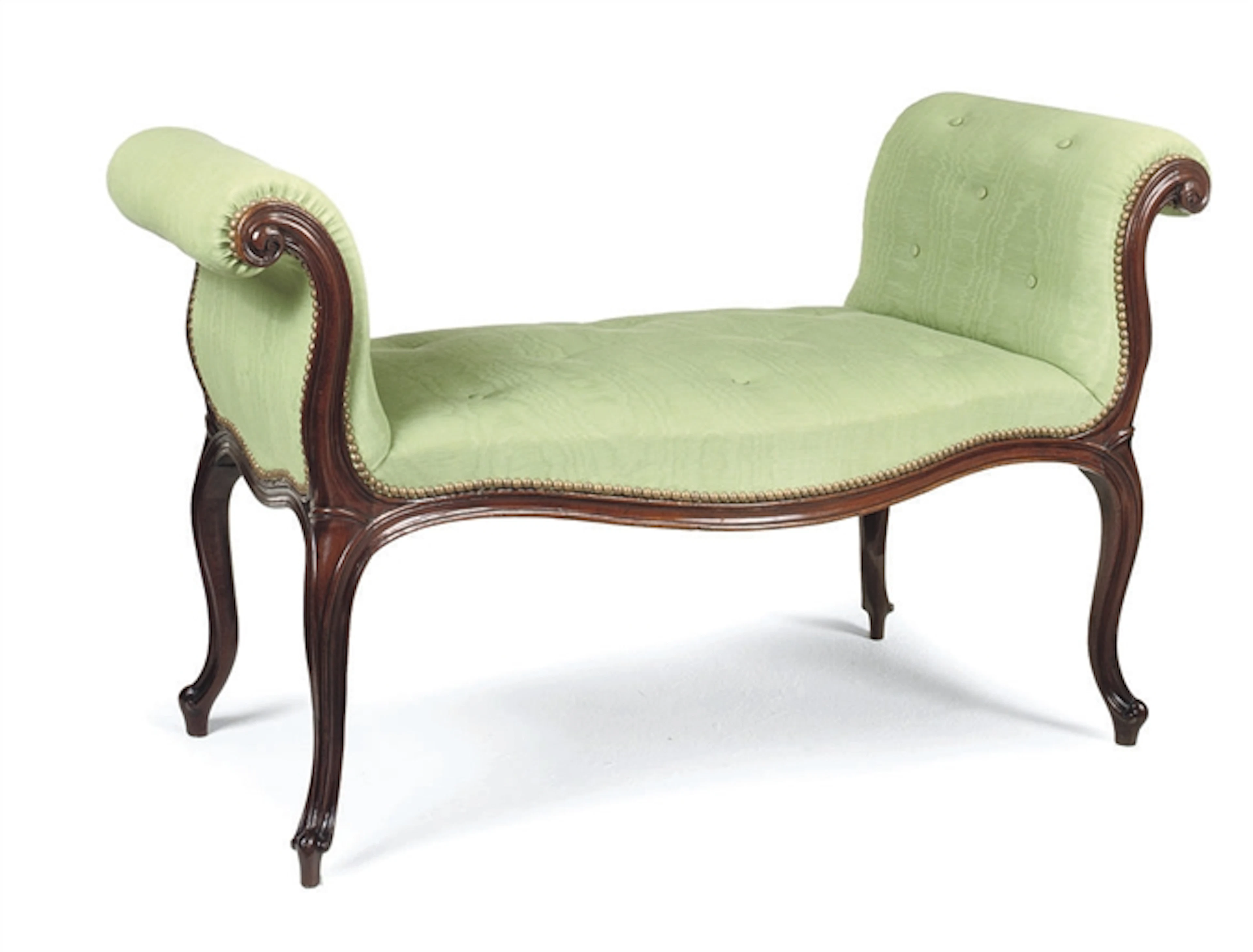 A GEORGE III MAHOGANY SERPENTINE WINDOW SEAT
