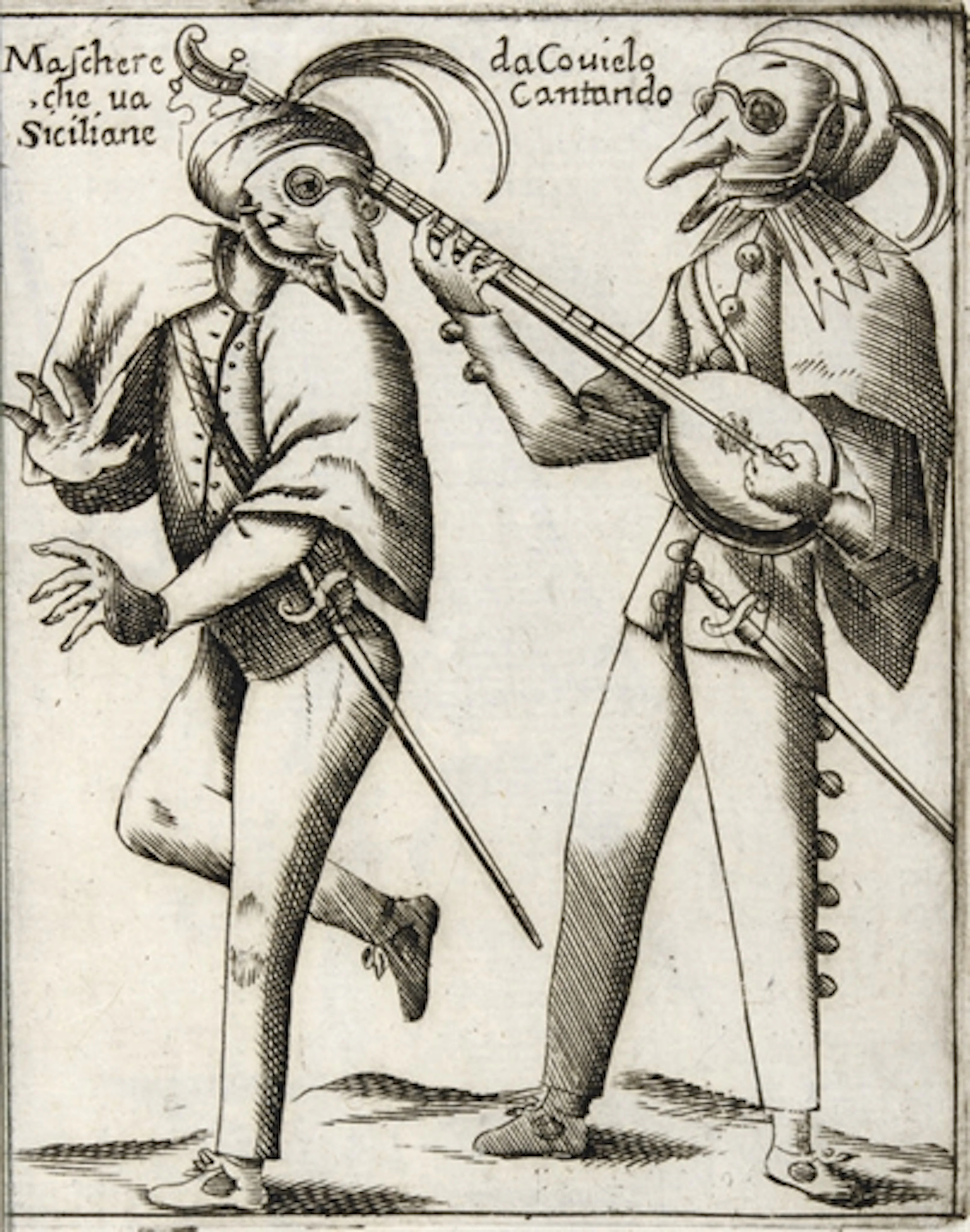 VENICE 1642 -- BERTELLI, Francesco. Il Carnevale Italiano Mascherato Oue si Veggono in Figura Varie Inuetione di capritii Fra(nces)co Bert(ell)i. [Venice], 1642.