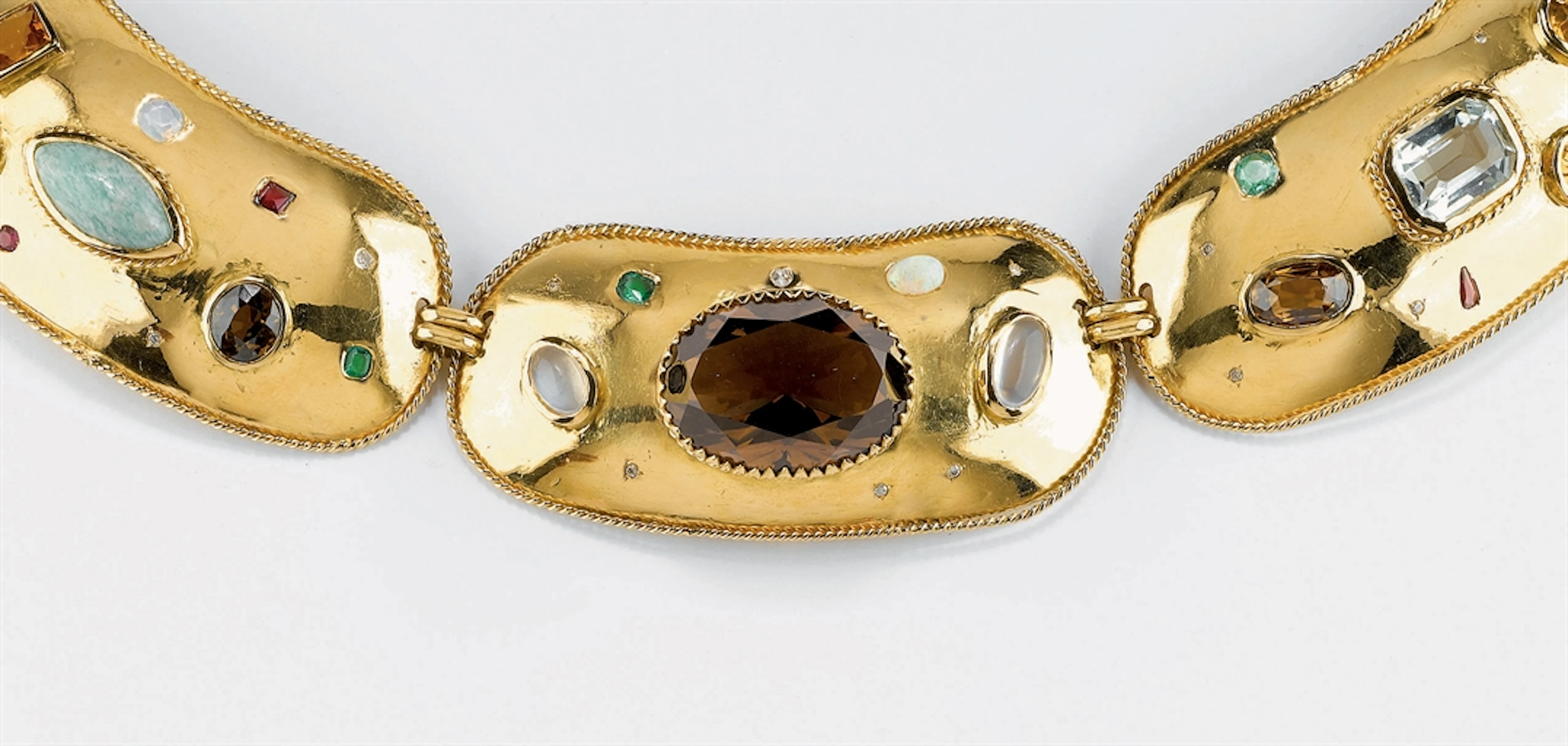 Collana in Oro E Pietre Di Colore
