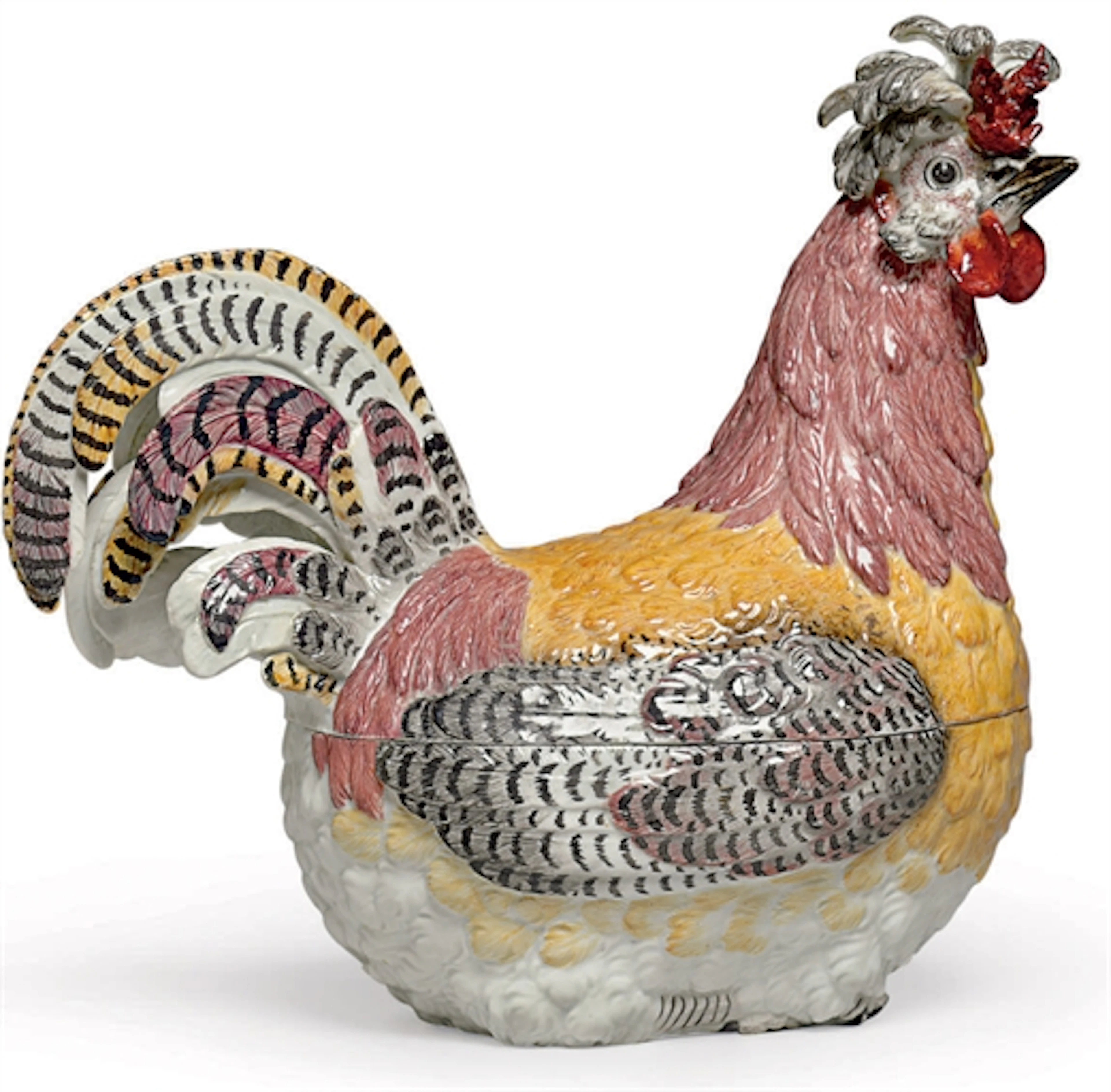 A MEISSEN PORCELAIN HEN TUREEN AND COVER (PADUANER HAHN)