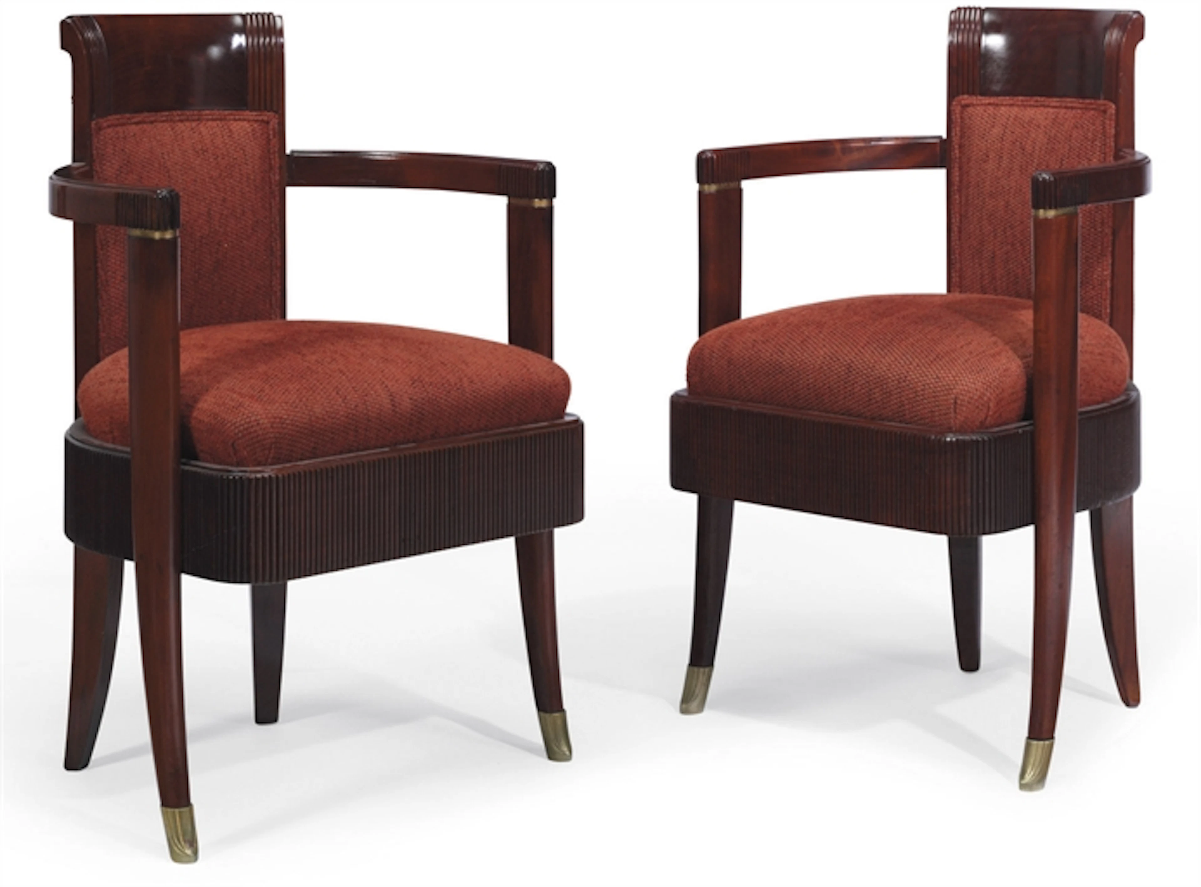 A PAIR OF MAHOGANY AND GILT-BRONZE ARMCHAIRS, 1934
