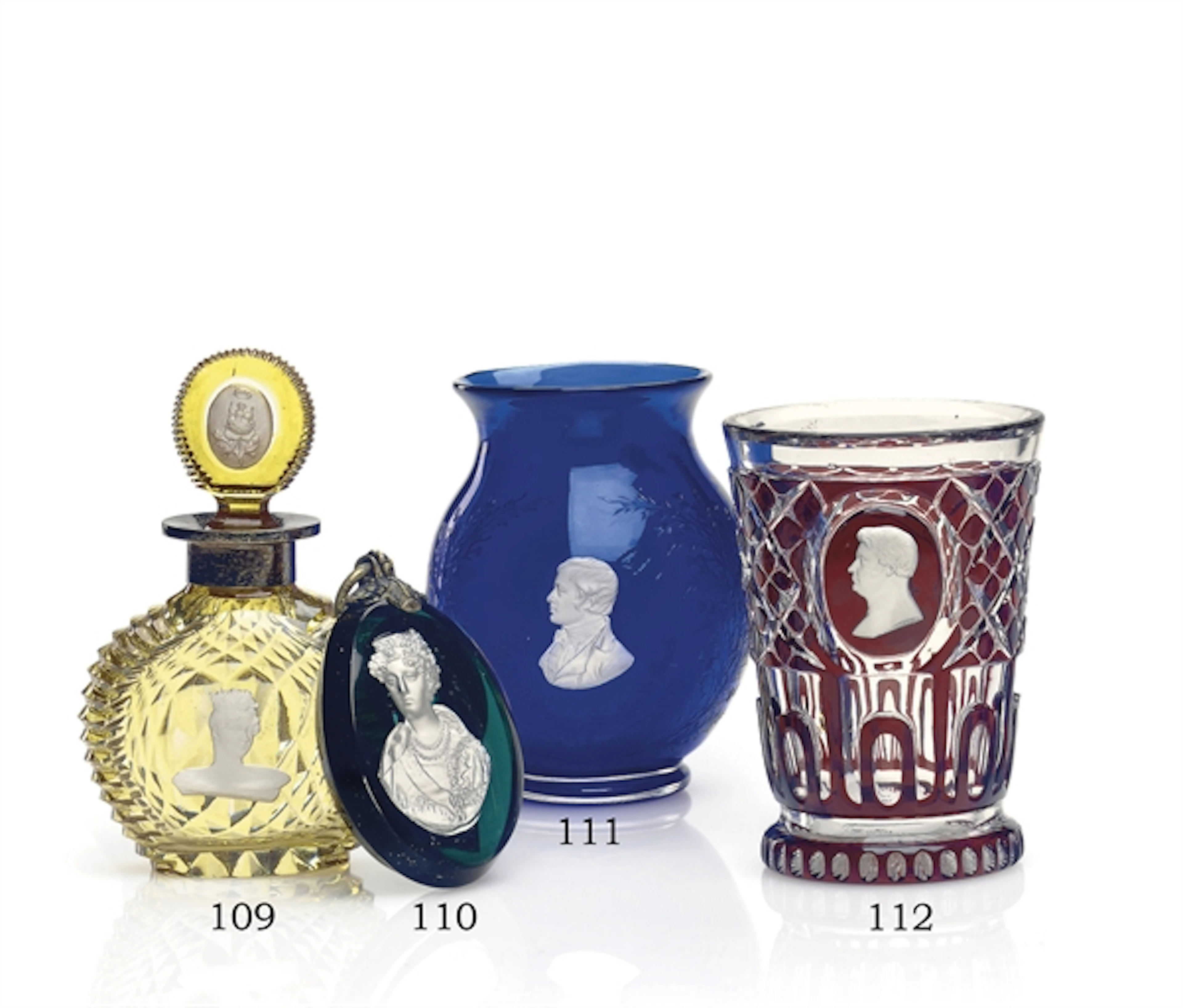 A Harrach'she Hutte (neuwelt) Sulphide and Translucent-Ruby Overlay Glass Beaker