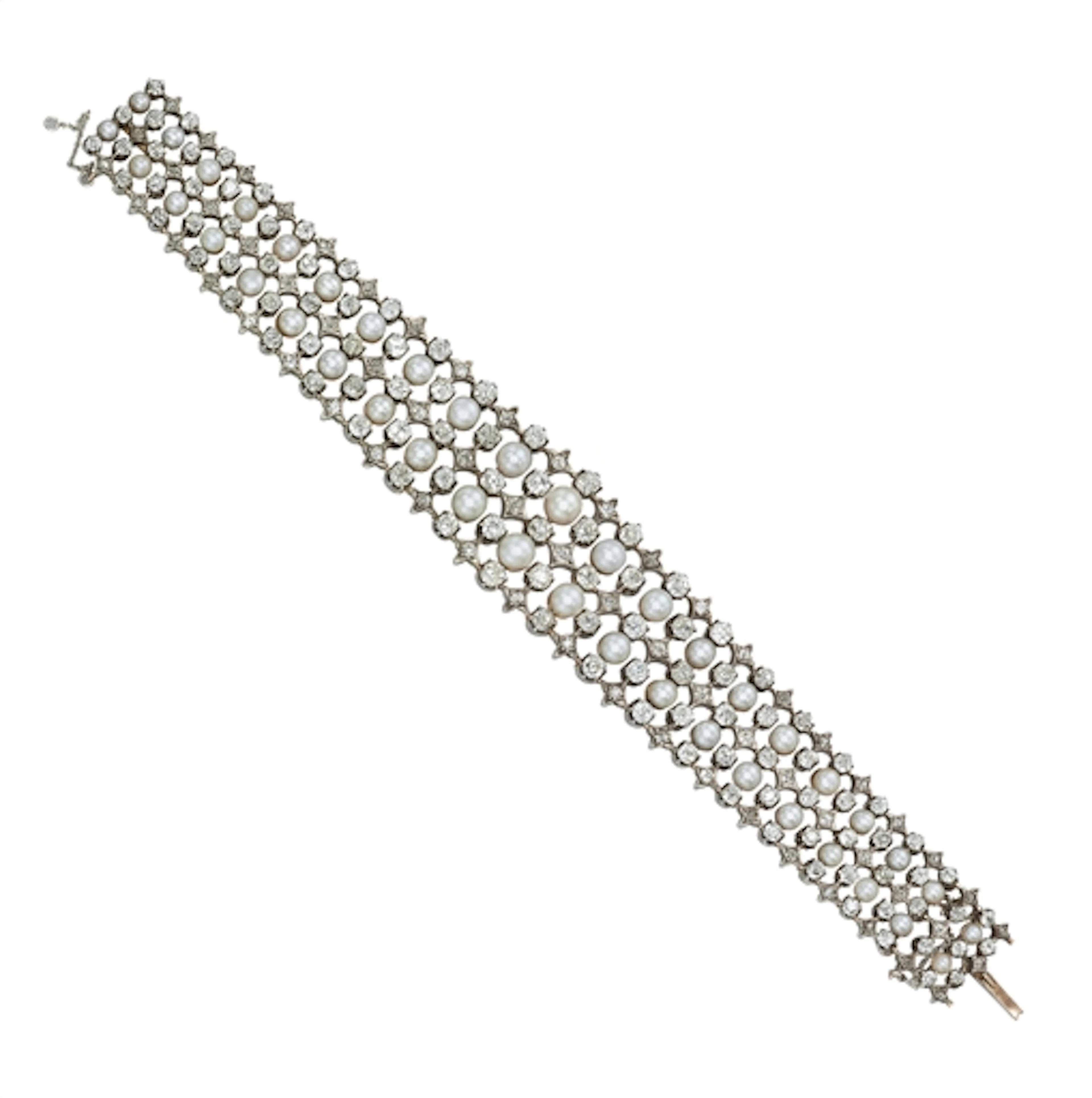An Antique Pearl and Diamond Bracelet, by Boucheron