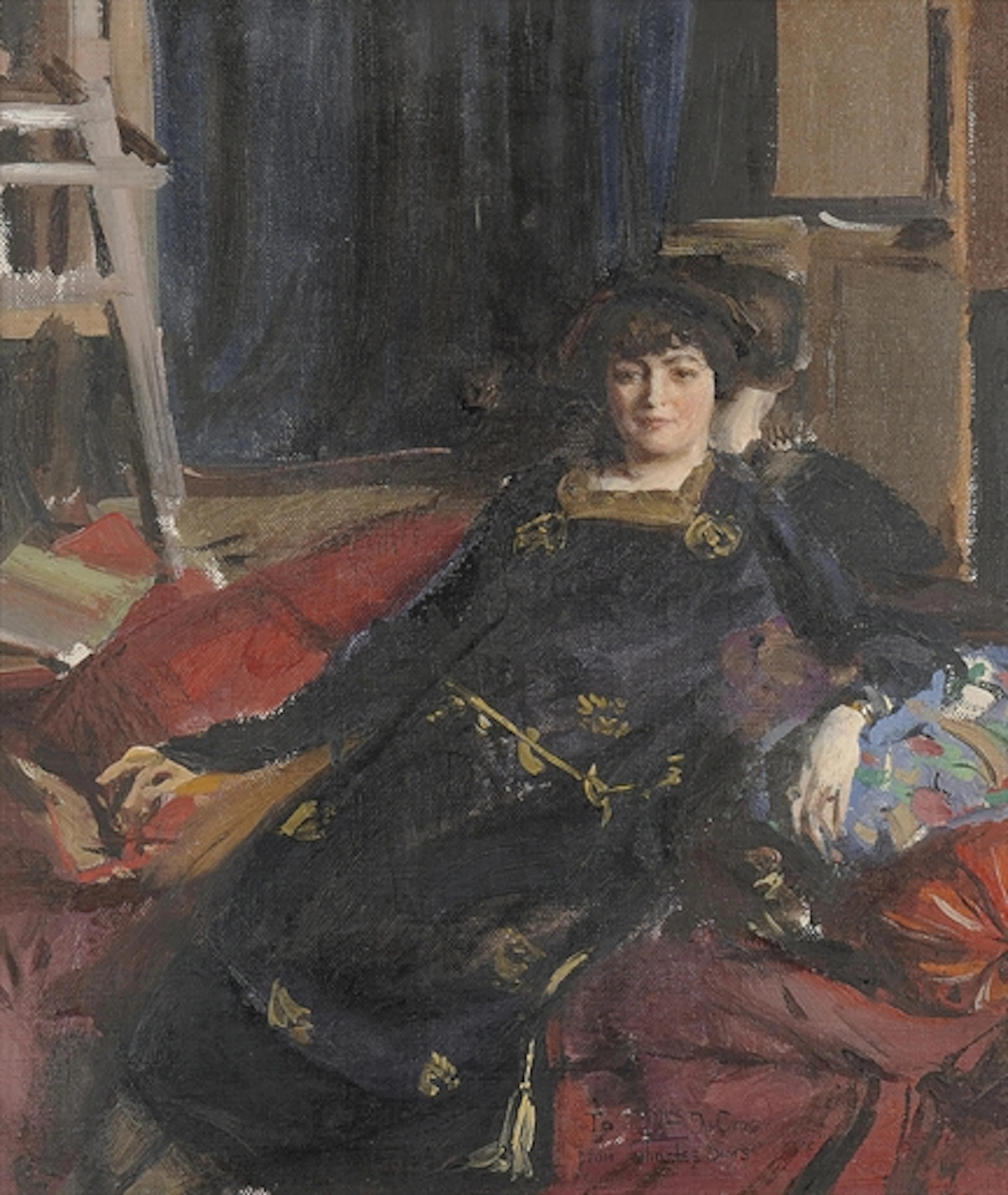 Portrait of Mme du Cros, in a black dress