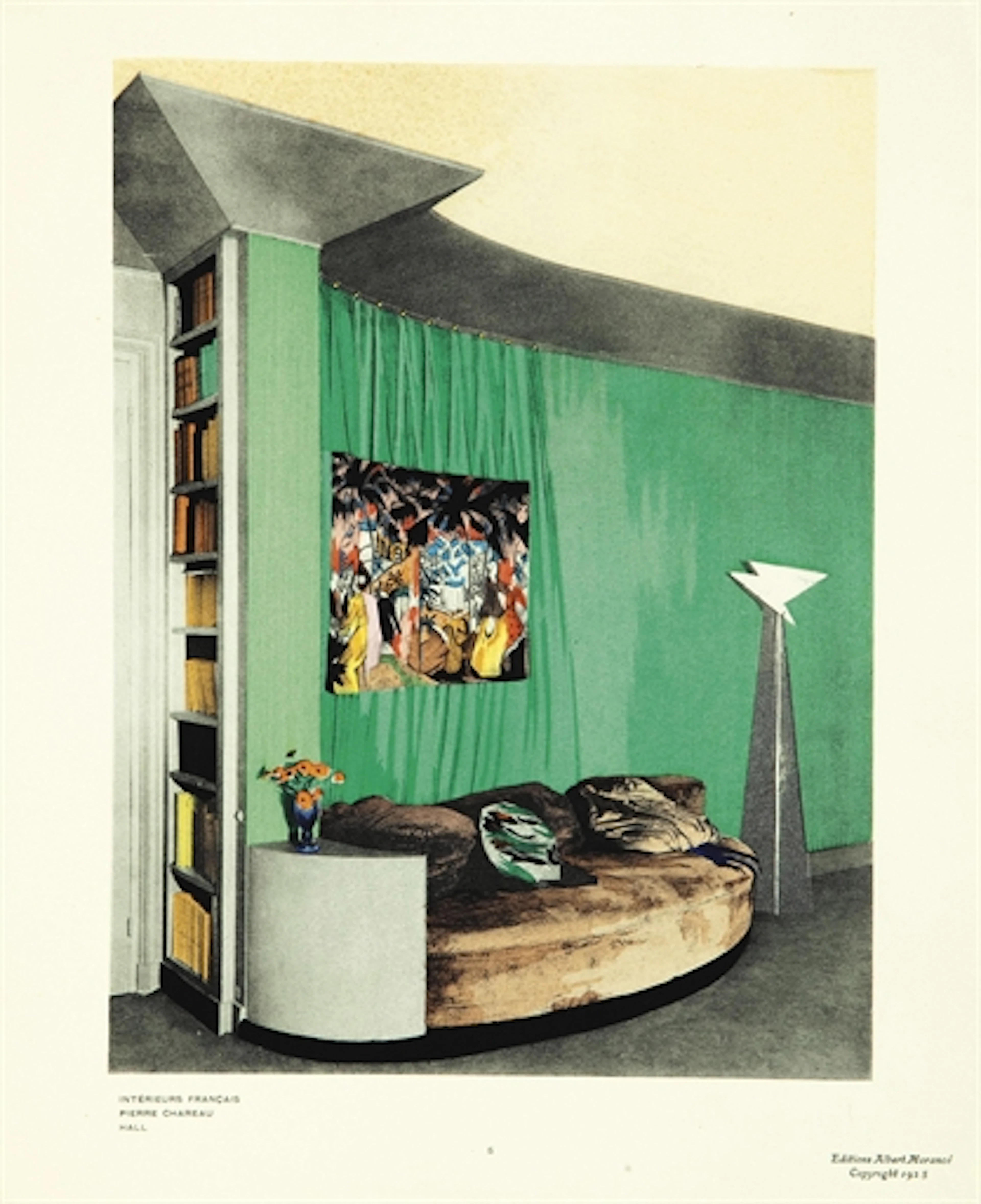 BADOVICI, Jean. Intérieurs français. Documents d'architecture. Art Français Contemporain. Paris: Éditions Albert Morancé, 1924. In-folio (273 x 225 mm). 39 planches en couleur sur les 40 requises