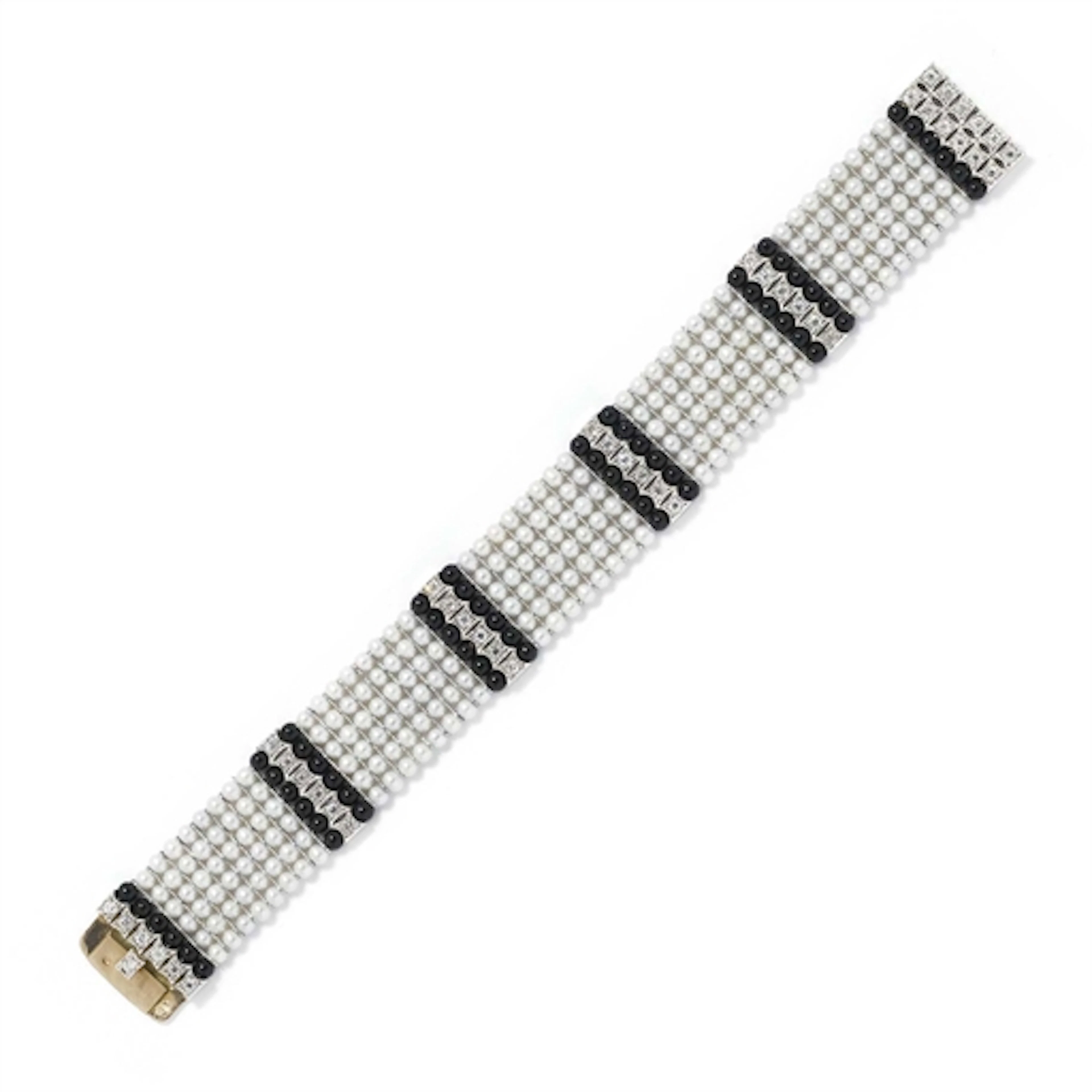 Bracciale in Perle Coltivate, Onice E Brillanti
