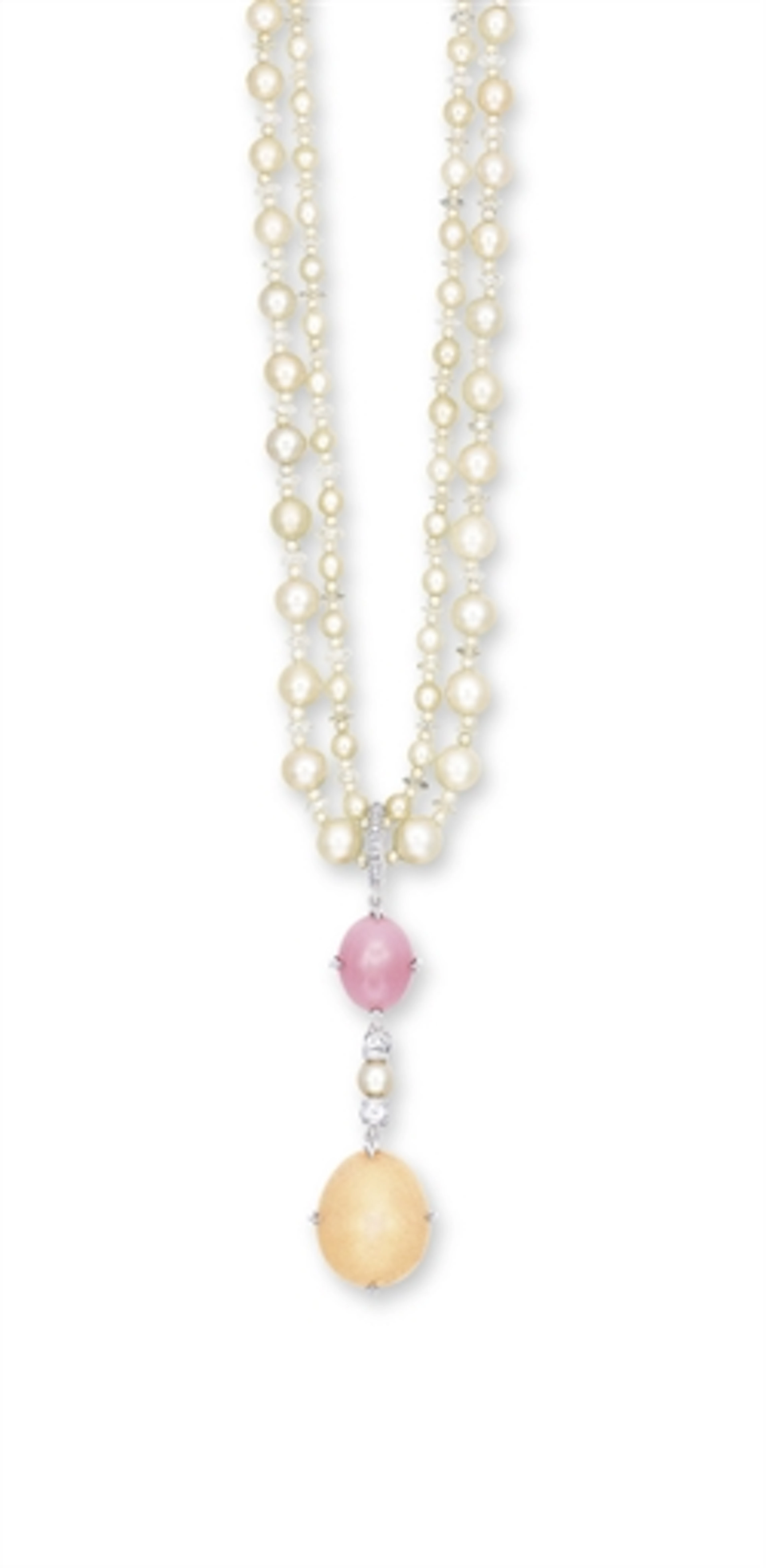 A Conch Pearl, Melo Pearl and Natural Pearl Pendent Necklace