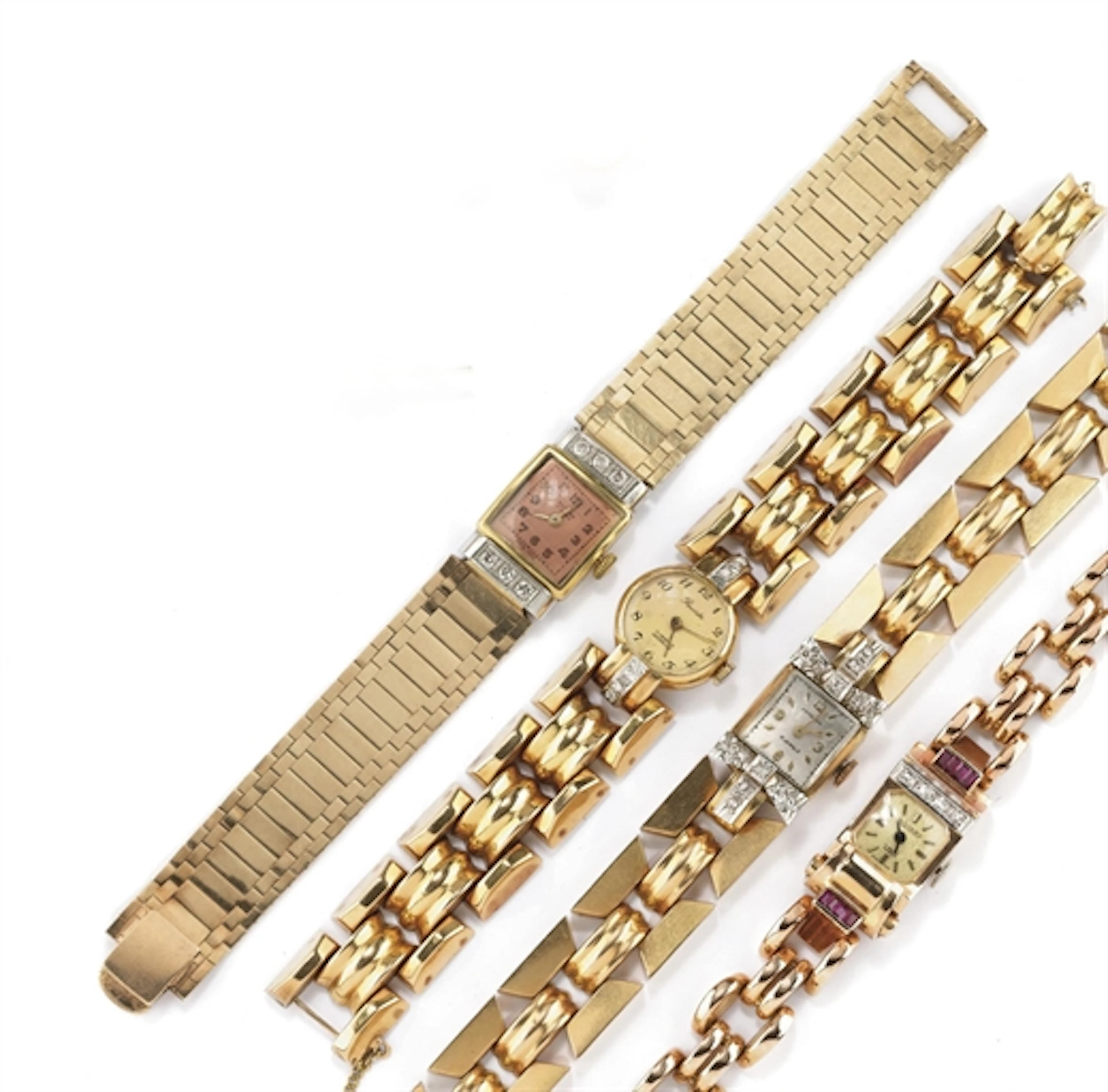 GRUPPO DI SEI OROLOGI IN ORO GIALLO DA POLSO DA DONNA