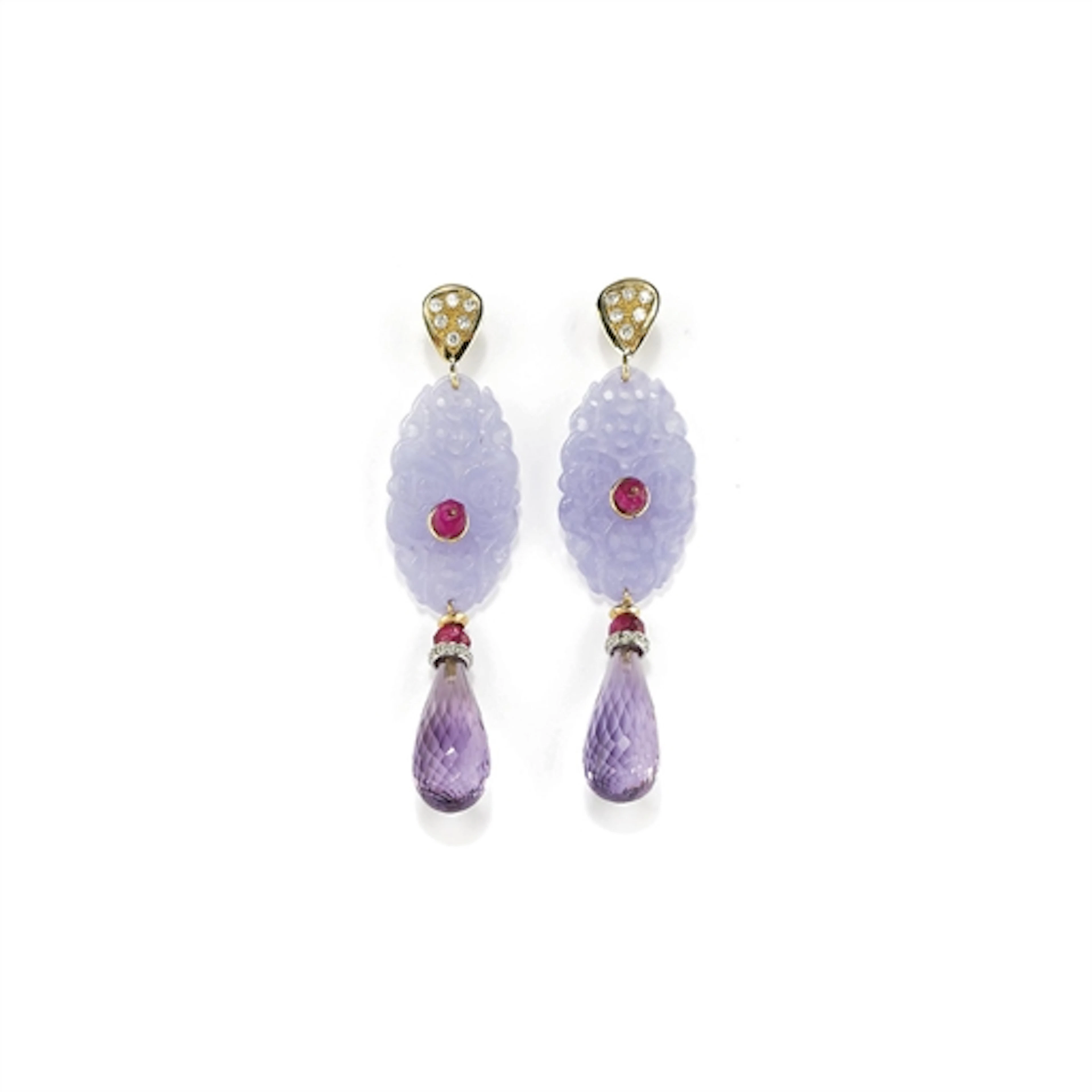 ORECCHINI IN GIADEITE LAVANDA E AMETISTA