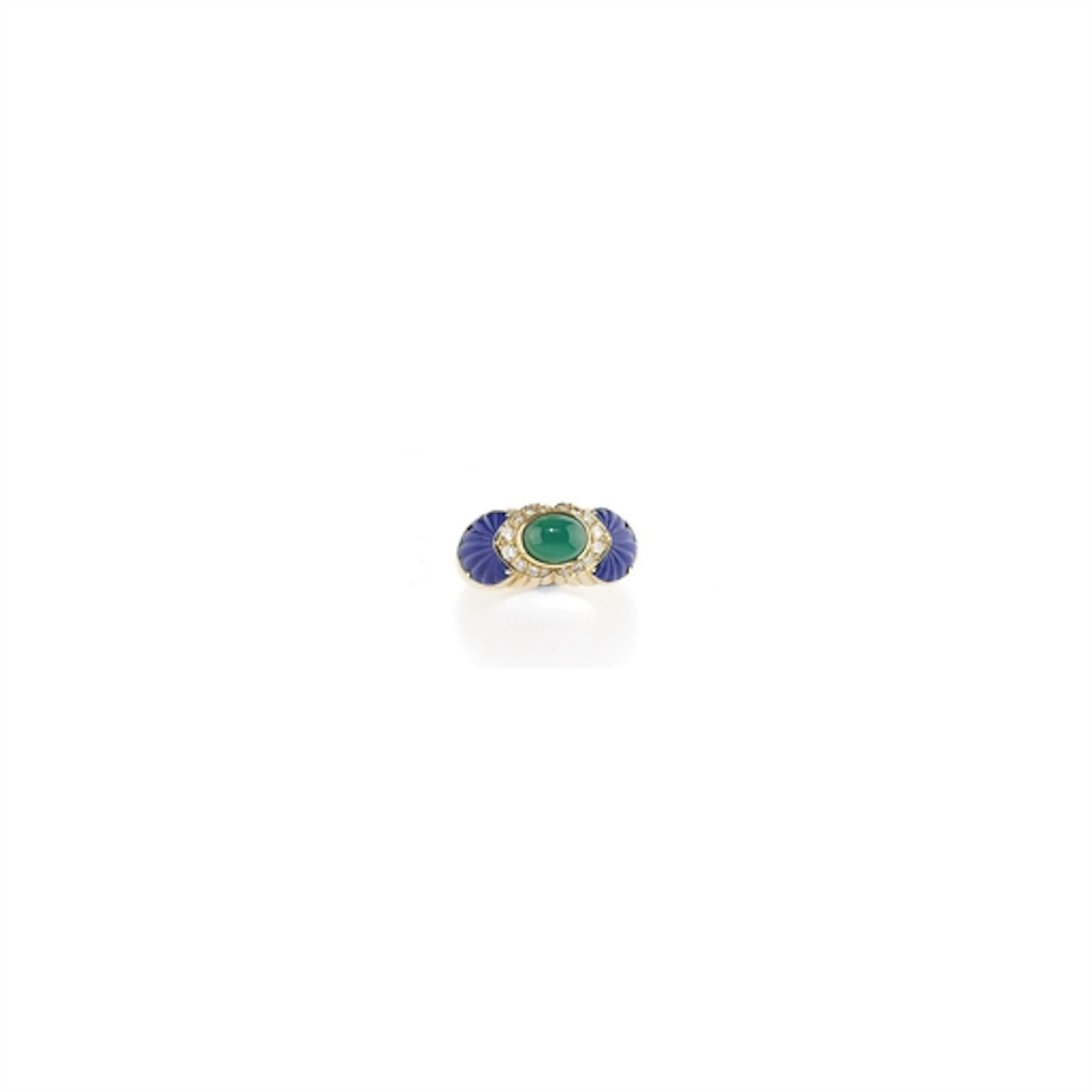 ANELLO CON CRISOPRASIO, LAPISLAZZULI E BRILLANTI, FIRMATO CARTIER