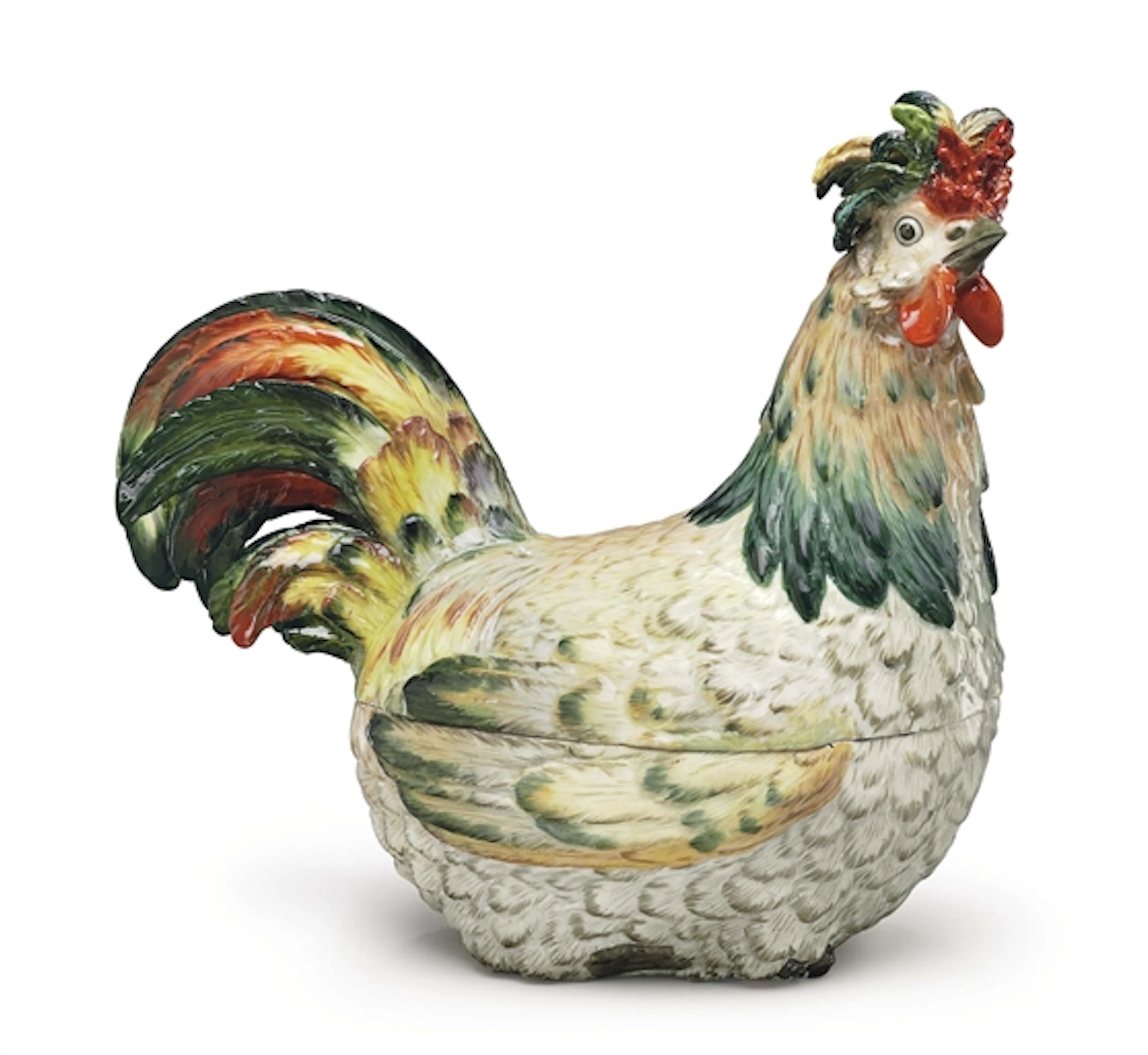 A MEISSEN PORCELAIN (OUTSIDE-DECORATED) HEN TUREEN AND COVER (PADUANER HAHN)