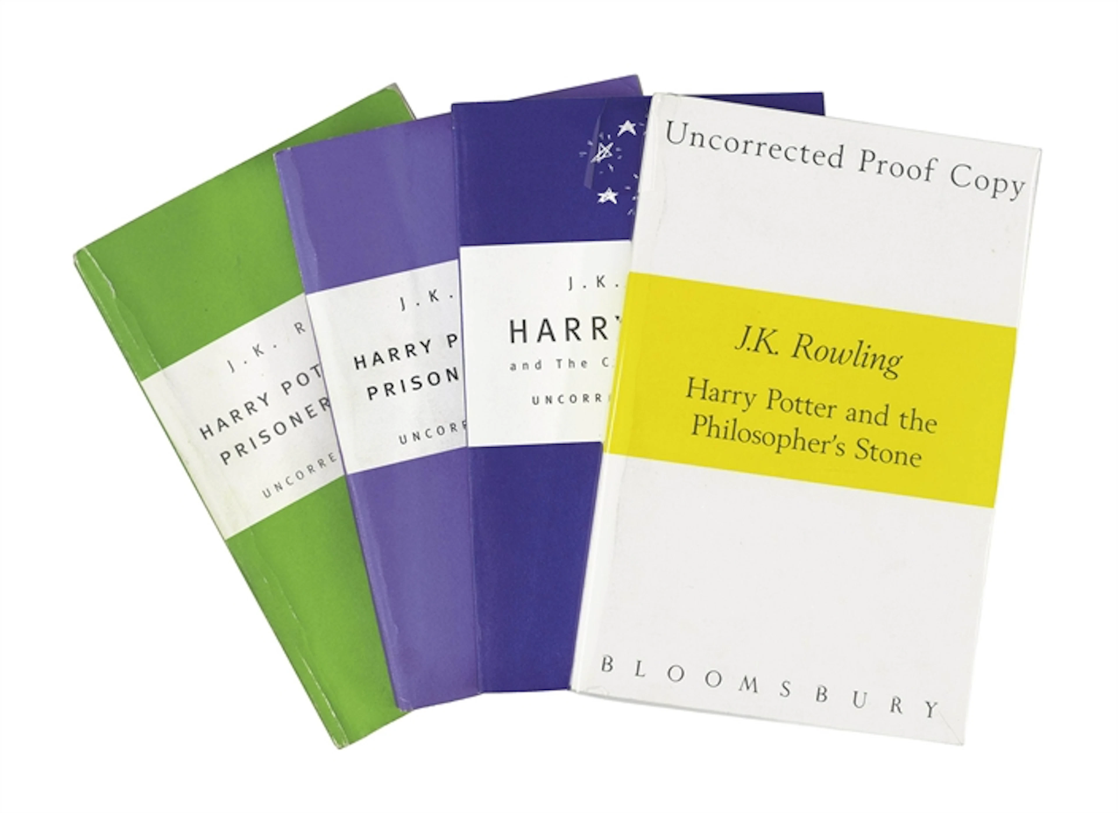 ROWLING, J.K. Uncorrected proof copies of the first three Harry Potter novels, comprising: -- Harry Potter and the Philosopher's Stone -- Harry Potter and the Chamber of Secrets
