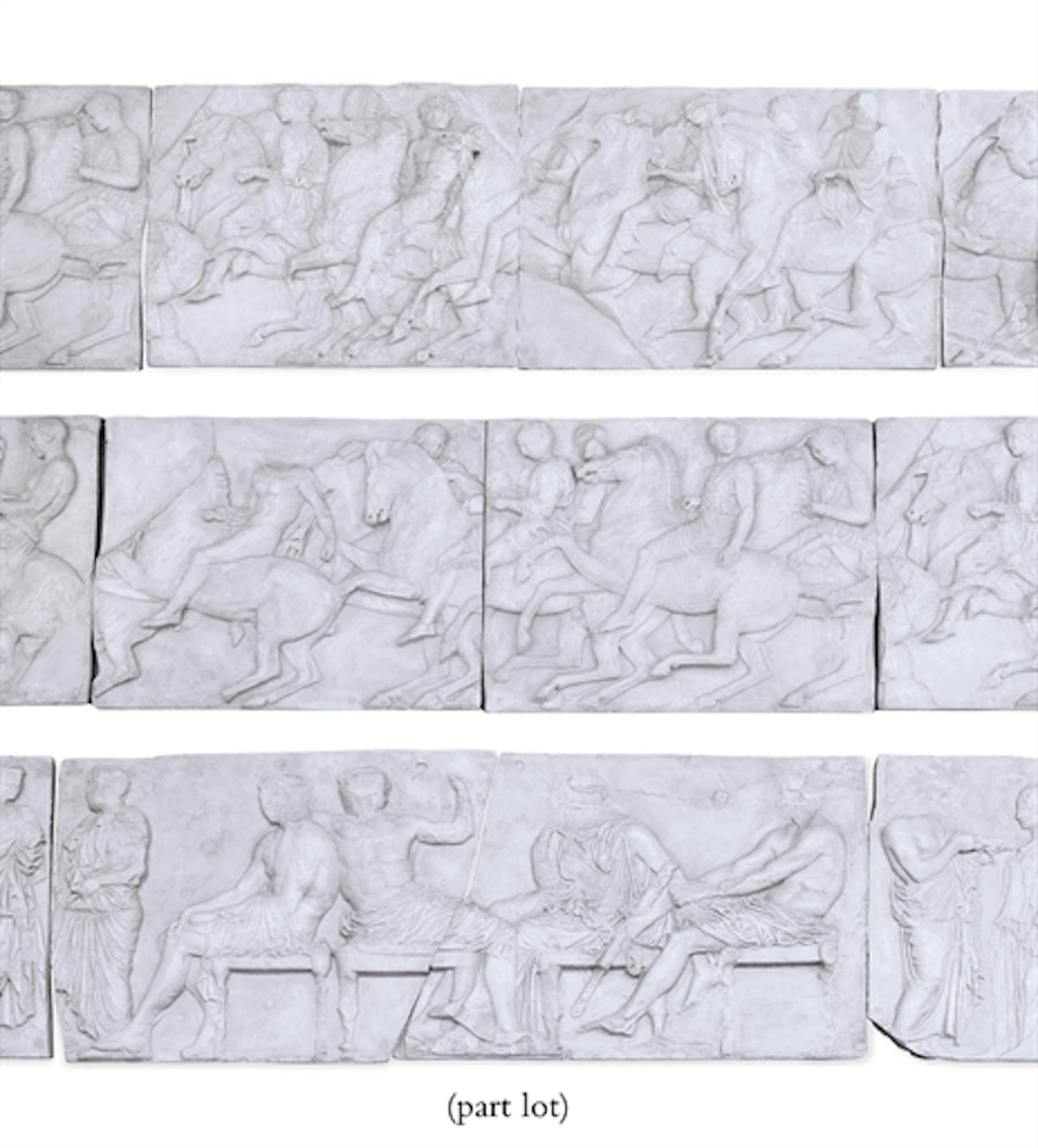 TWELVE PLASTER SECTIONS FROM THE PARTHENON FRIEZE