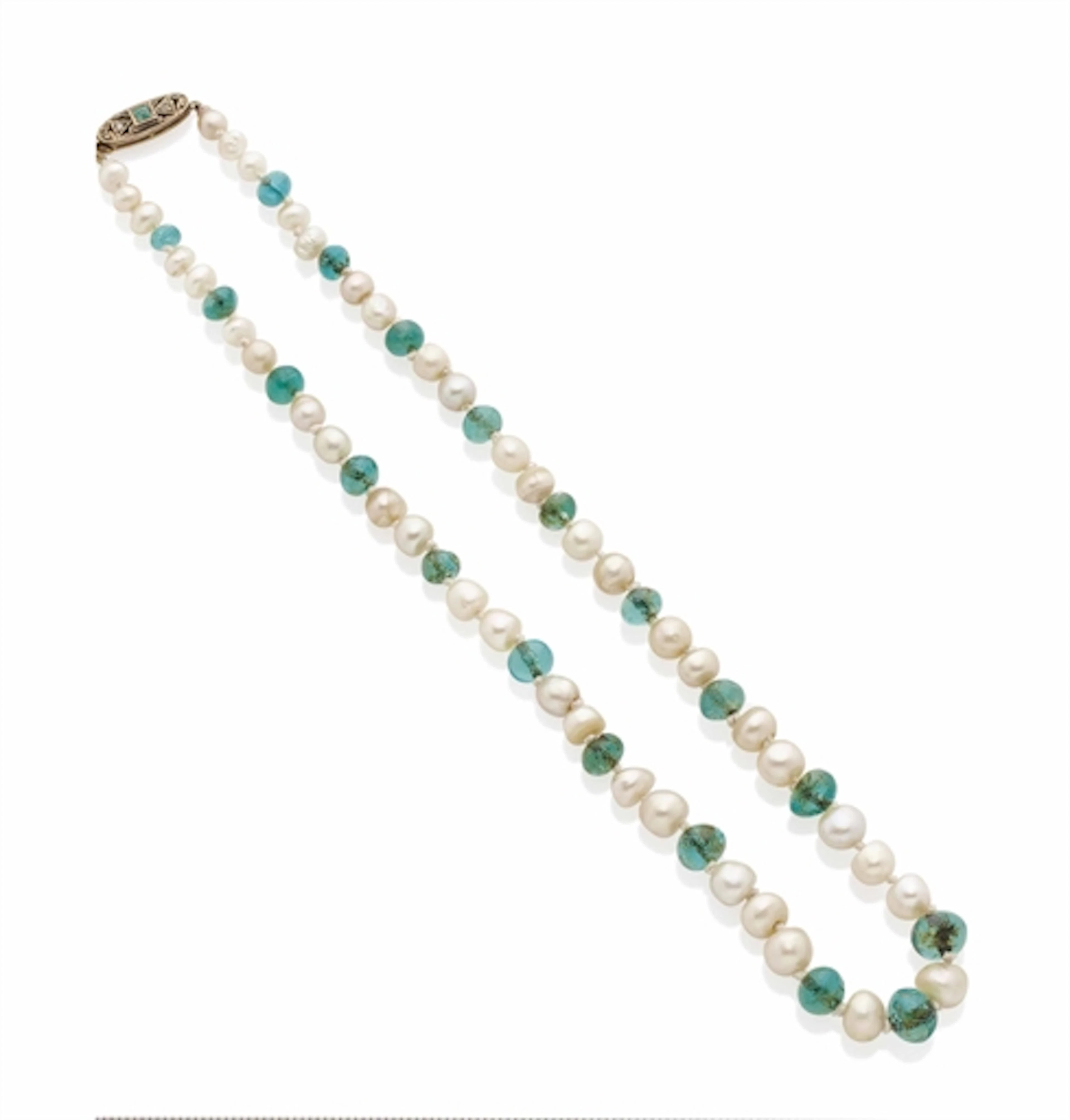 COLLIER EMERAUDES ET PERLES FINES