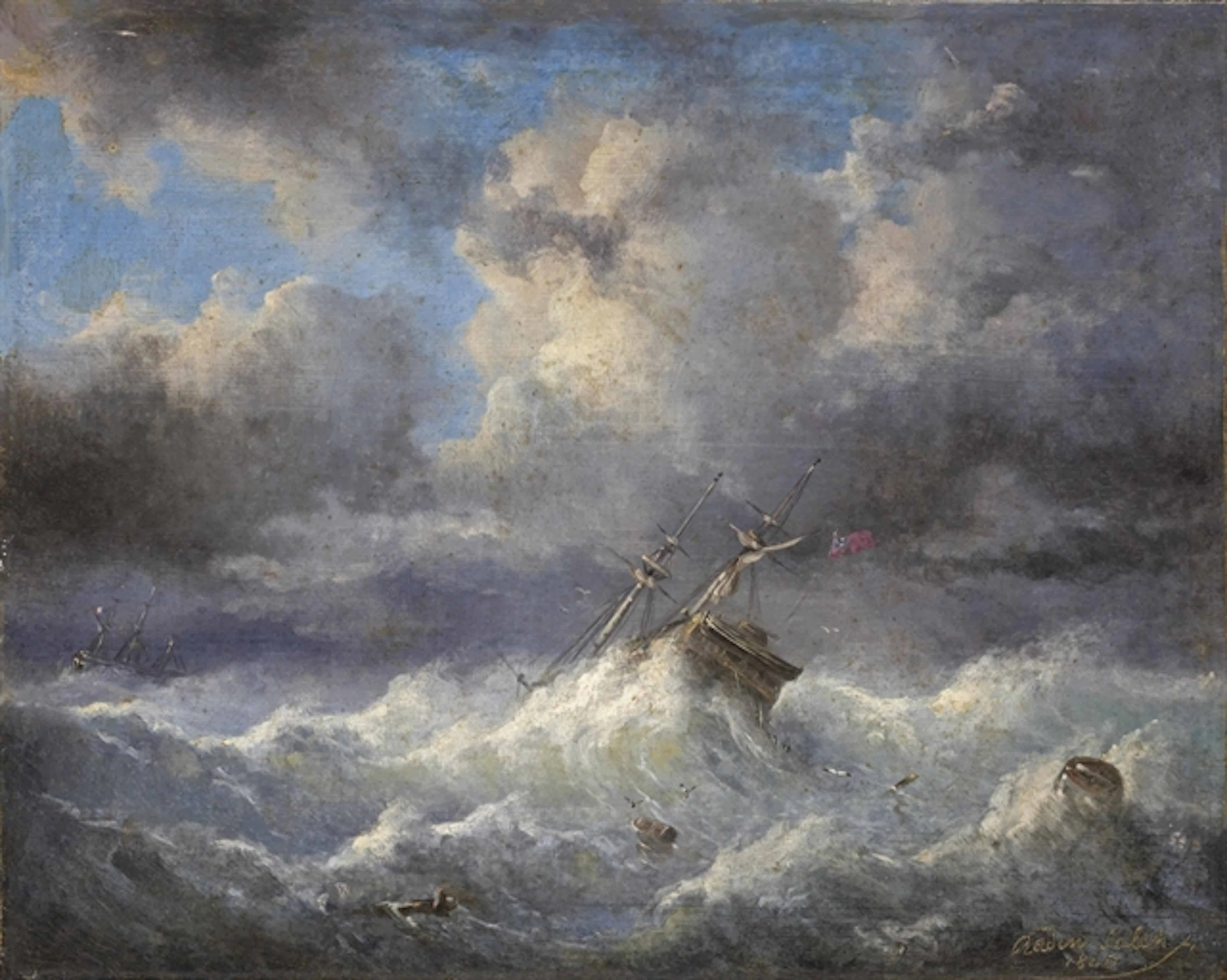 British marine vessel in heavy weather