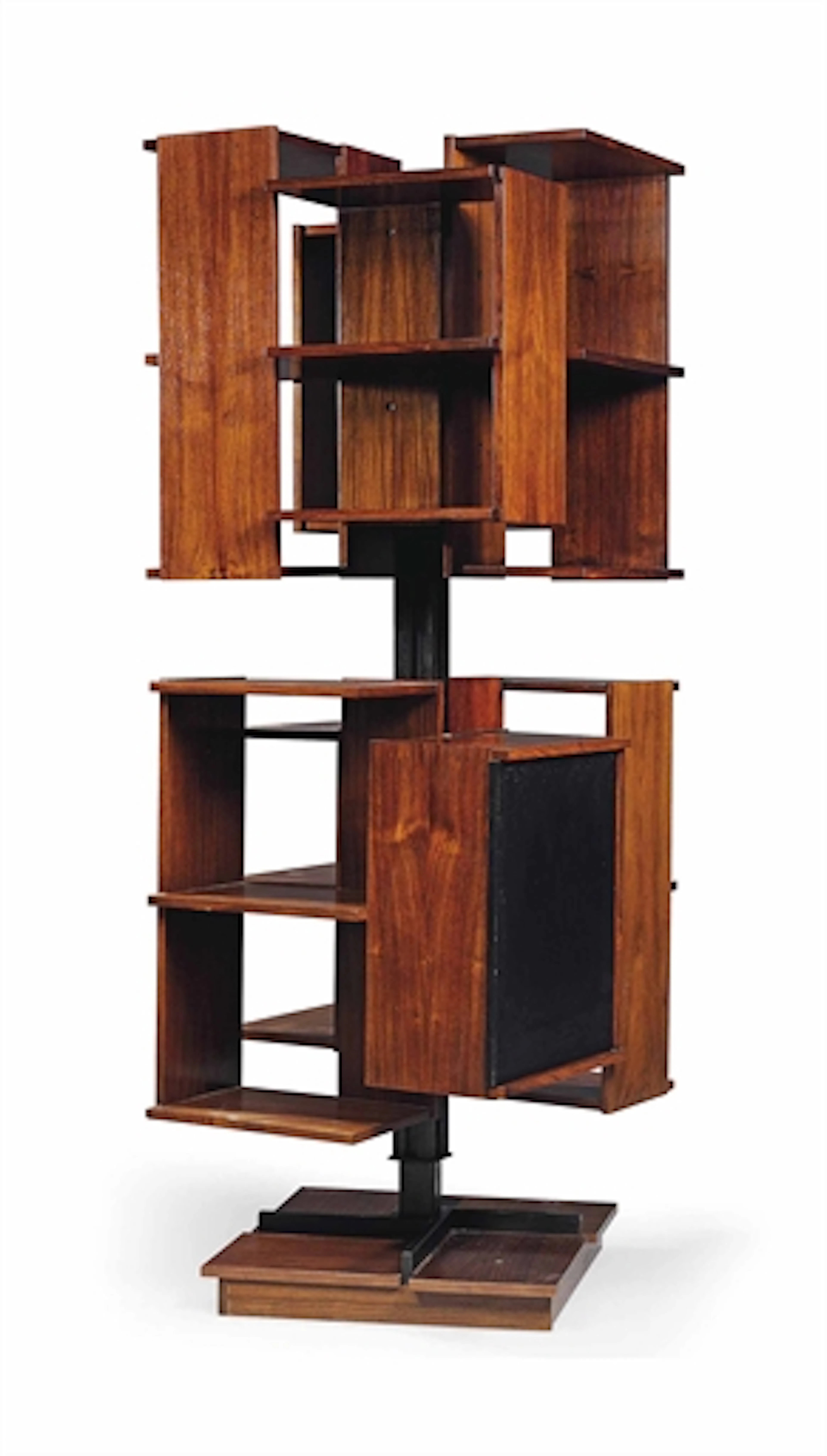 A CLAUDIO SALOCCHI (B. 1934) ROSEWOOD REVOLVING LIBRARY BOOKCASE OR 'LIBRERIA'