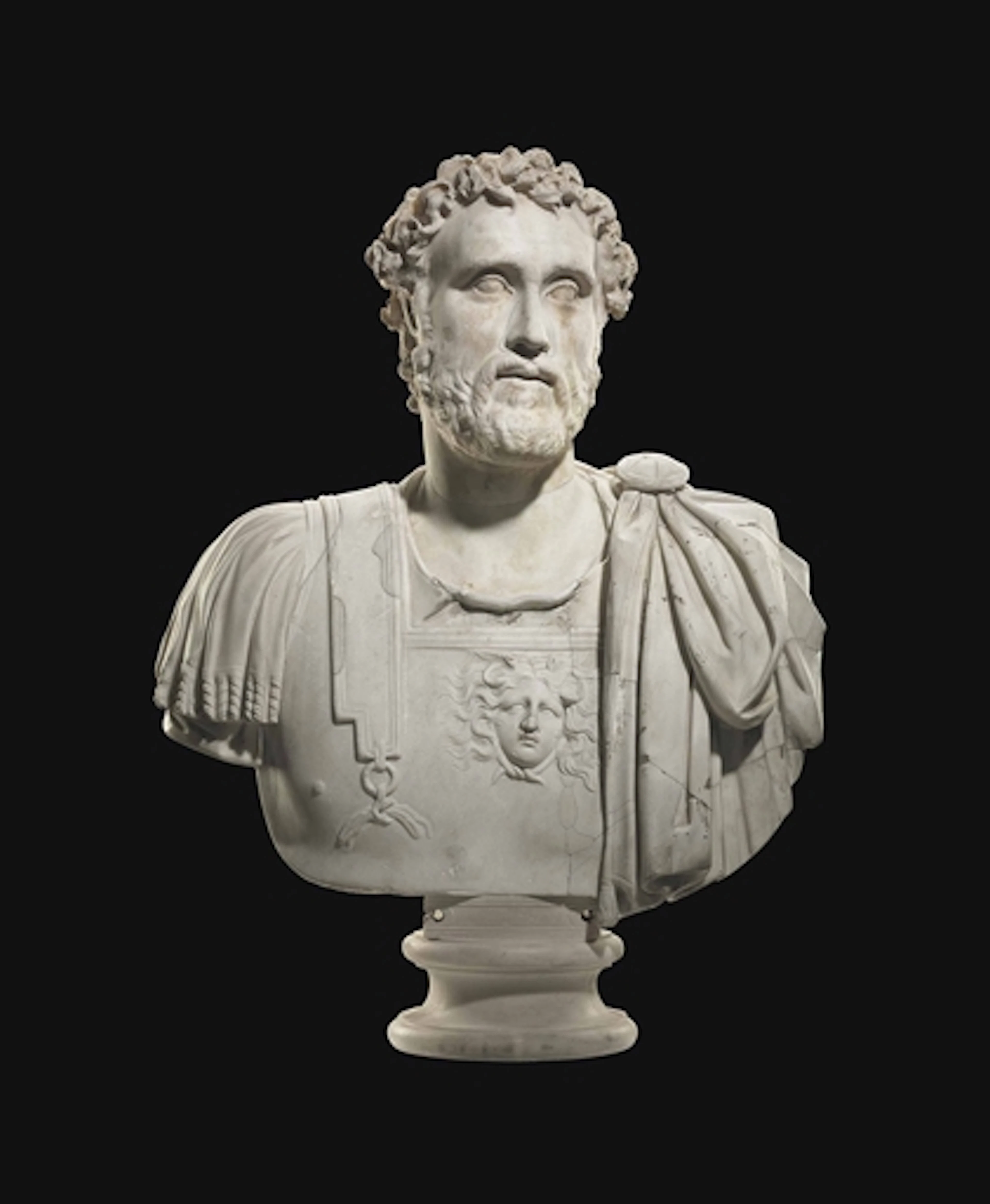 A ROMAN MARBLE PORTRAIT HEAD OF THE EMPEROR ANTONINUS PIUS
