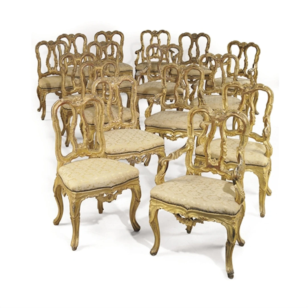 A SUITE OF NORTH ITALIAN GILTWOOD SEAT FURNITURE