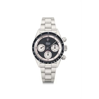 Rolex. An extremely rare and important stainless steel chronograph wristwatch with bracelet, original guarantee and box