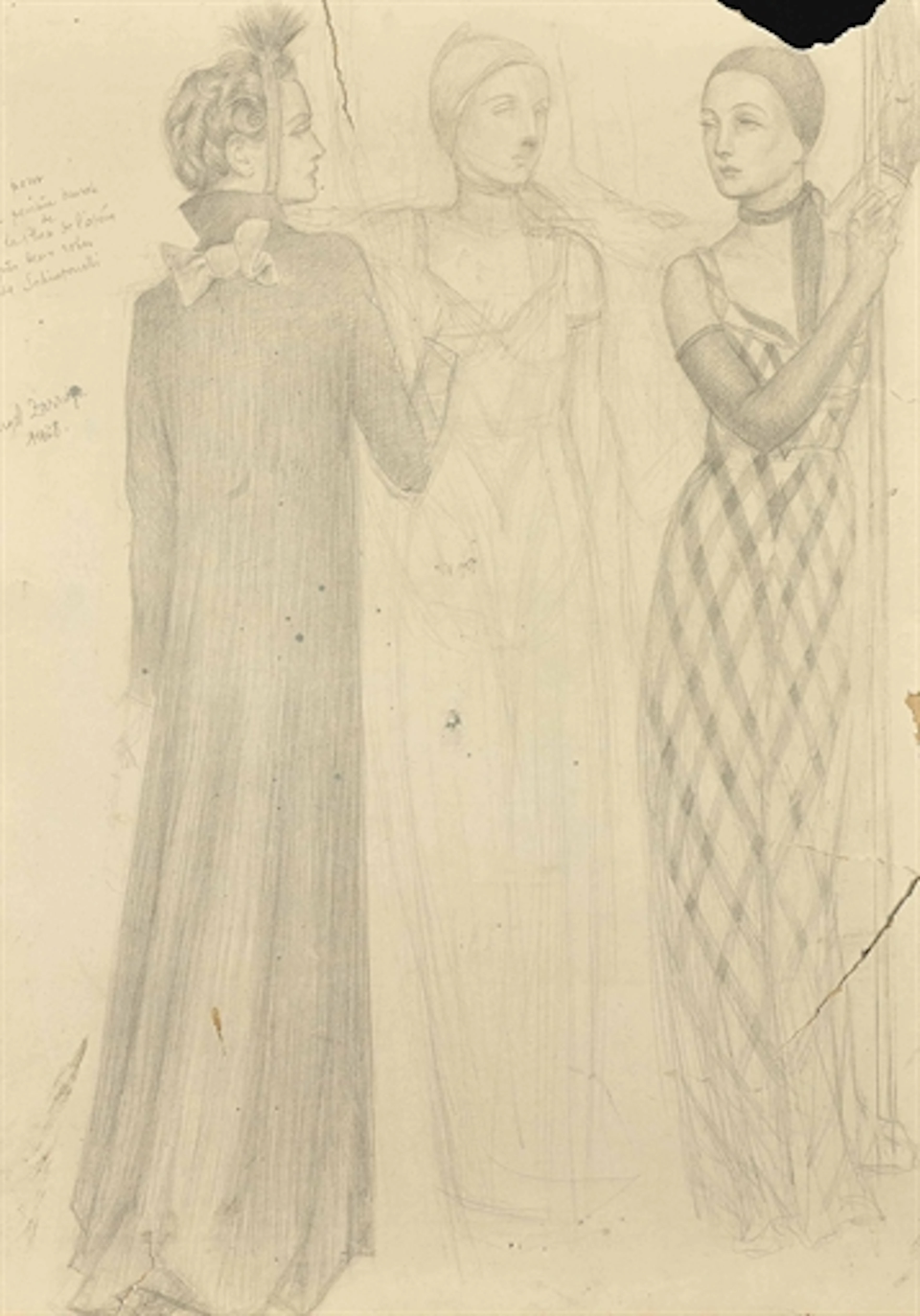 Femmes vêtues de robes Schiaparelli (Etude pour la peinture murale de la Maison du Café, place de l'Opéra)
