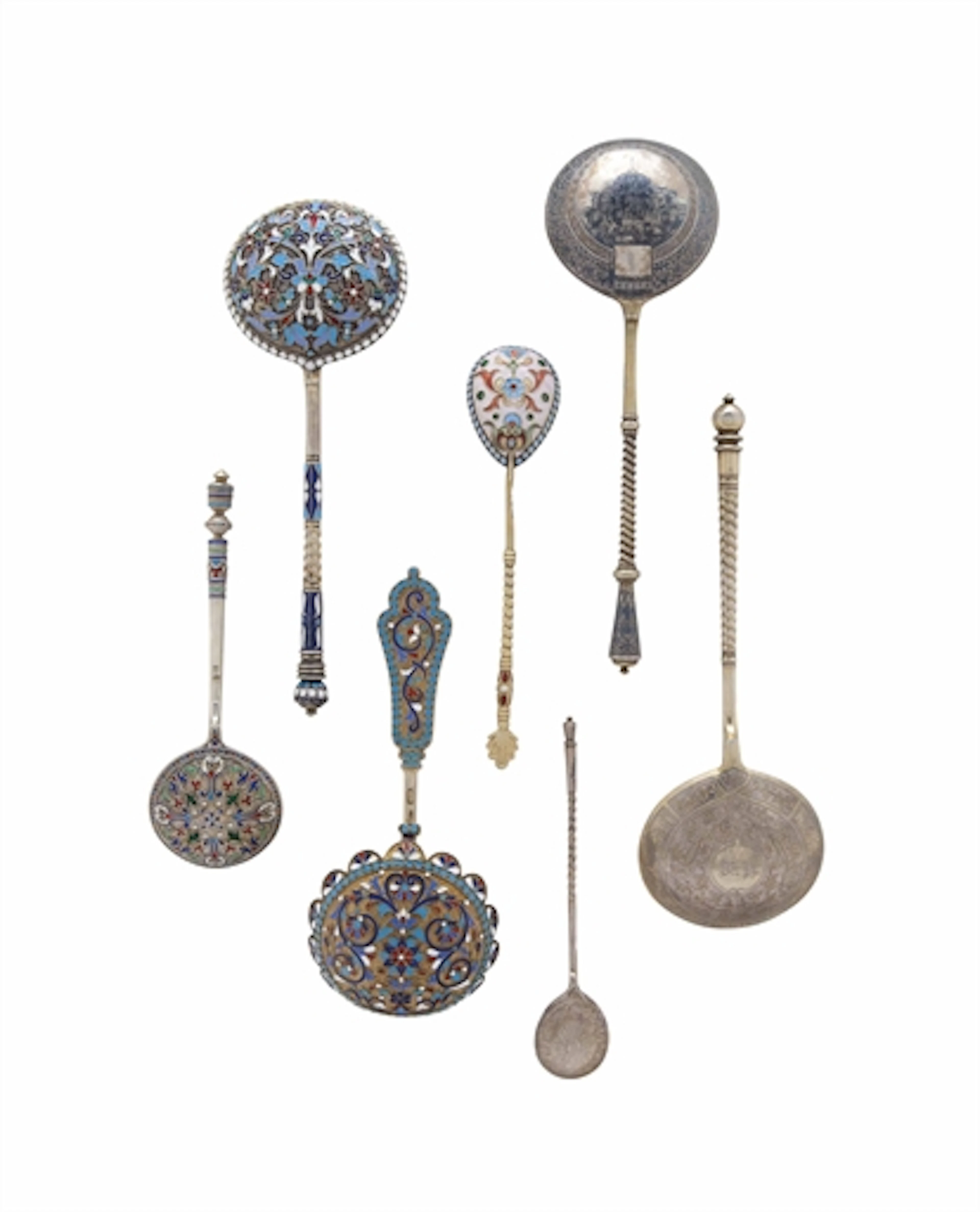 SIX RUSSIAN SILVER AND SILVER-GILT SPOONS,