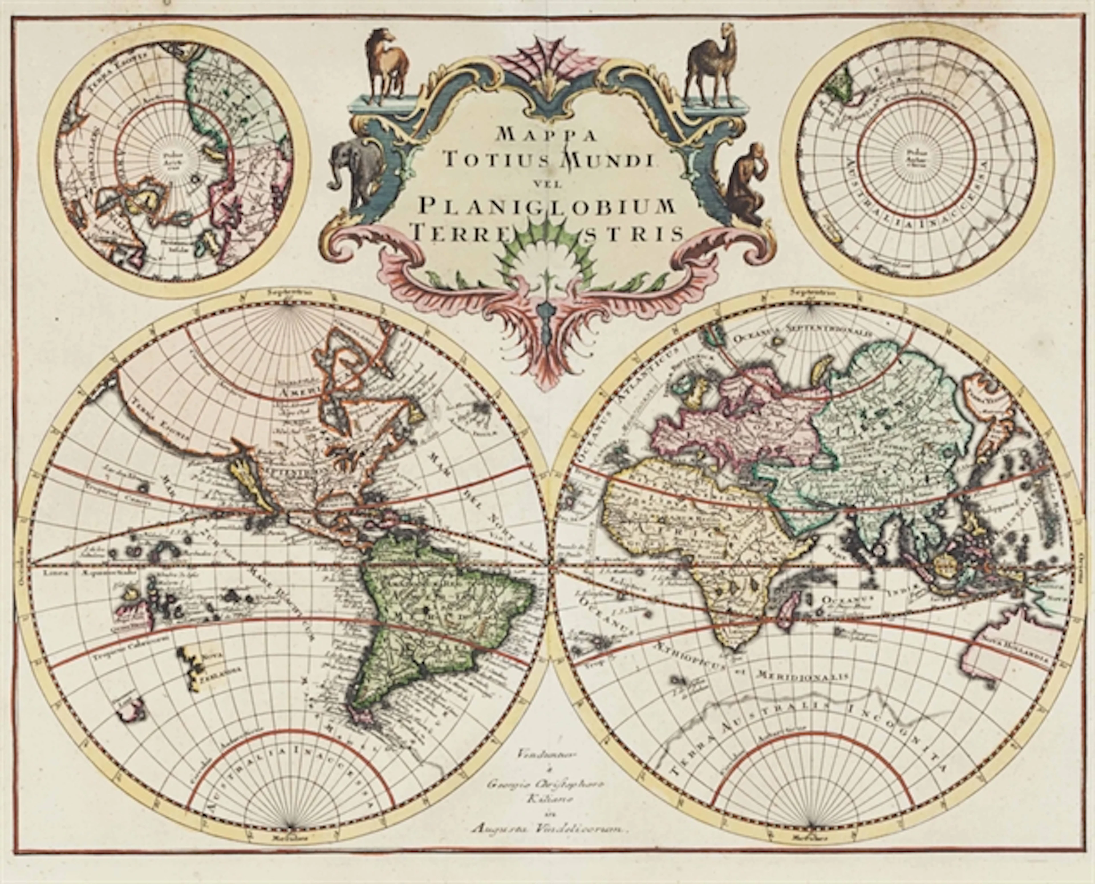 KILIAN, Georg Christoph (1709-1781). Mappa Totius Mundi. Augsburg, ca 1758.