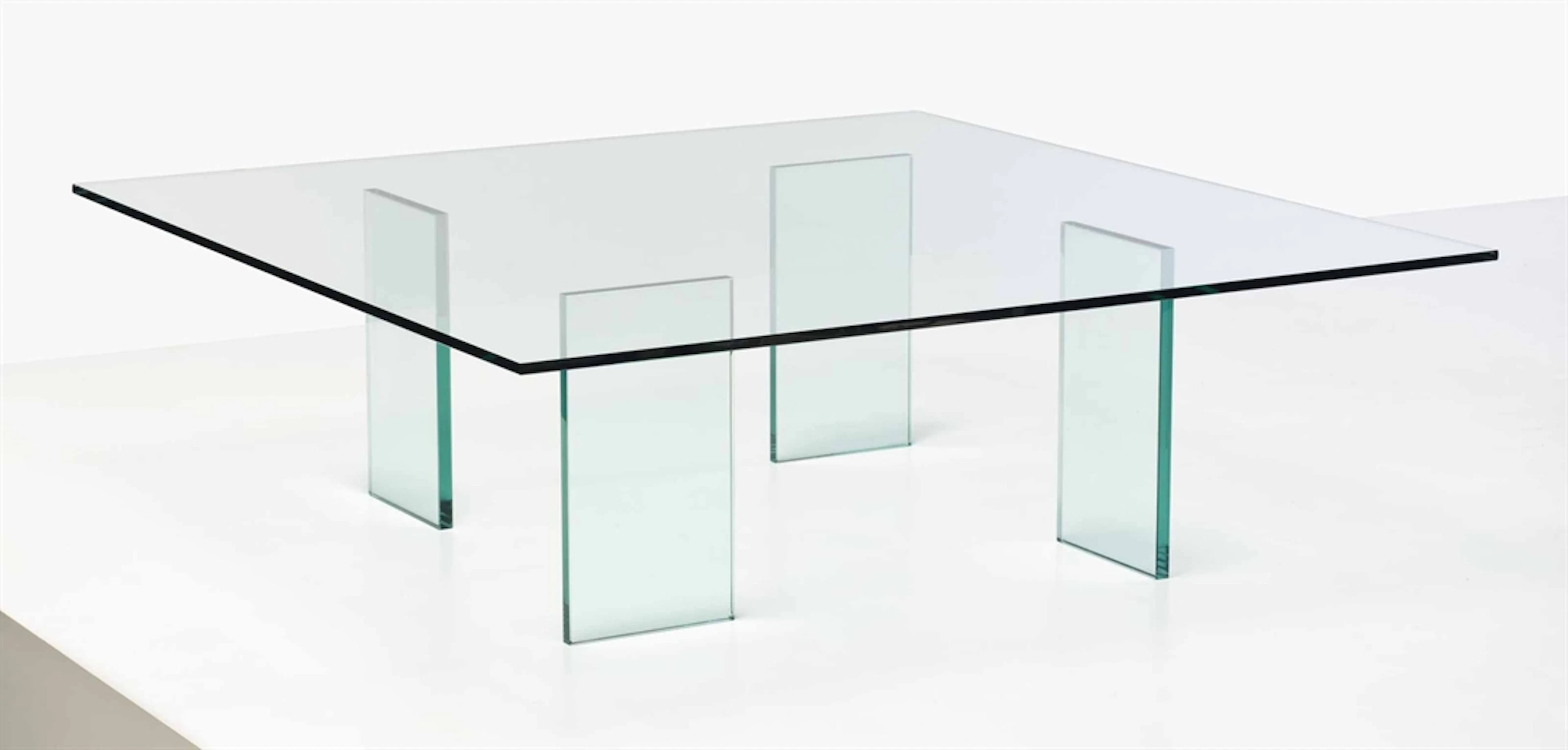 'GLASS TABLE', LE MODÈLE CRÉÉ EN 1976, PREMIÈRE PRODUCTION, RÉALISÉE PAR MIHOYA GLASS CO. LTD.