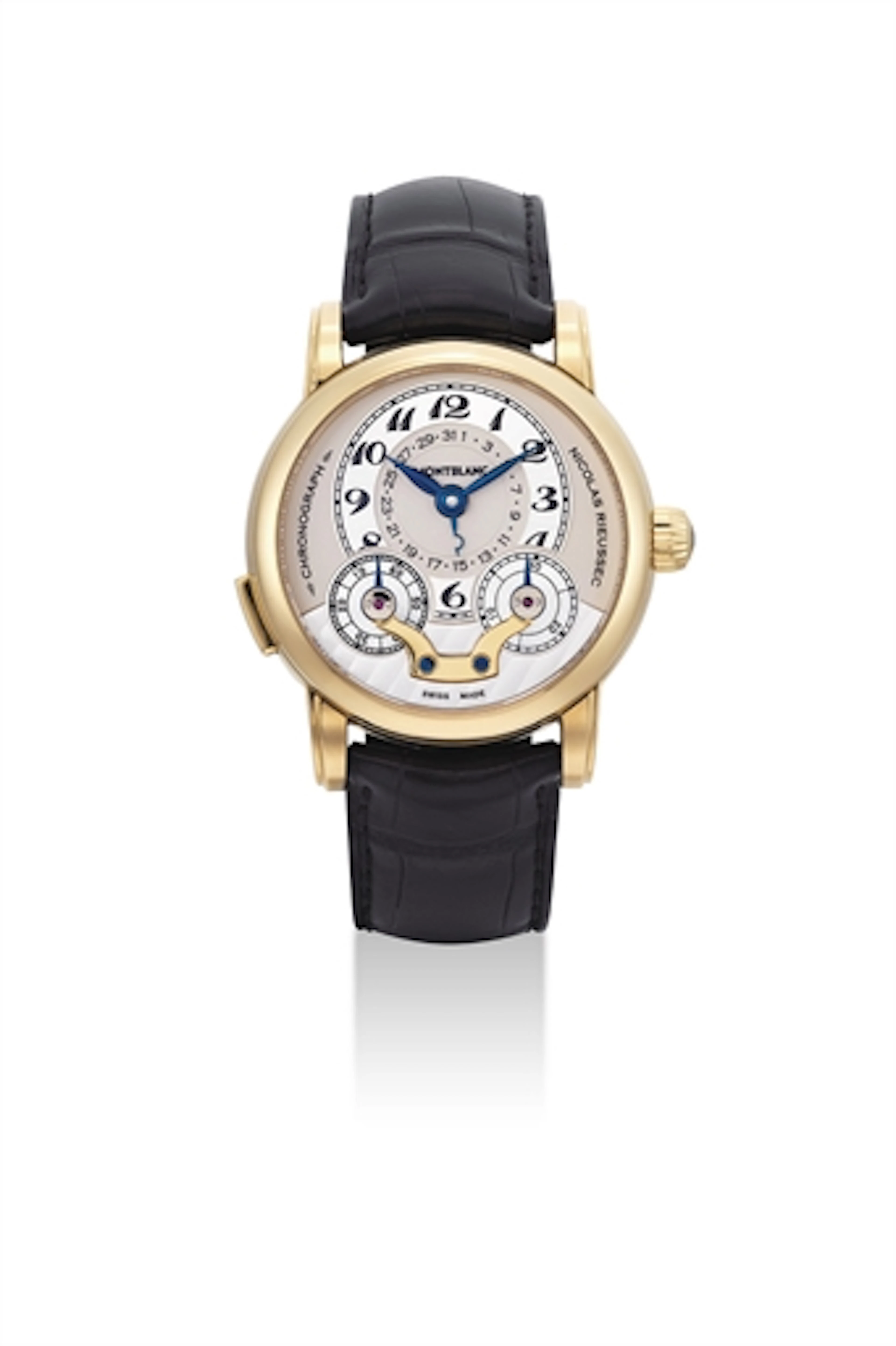 Montblanc. A Fine 18k Gold Limited Edition Single Button Chronograph Wristwatch With Date and Power Reserve