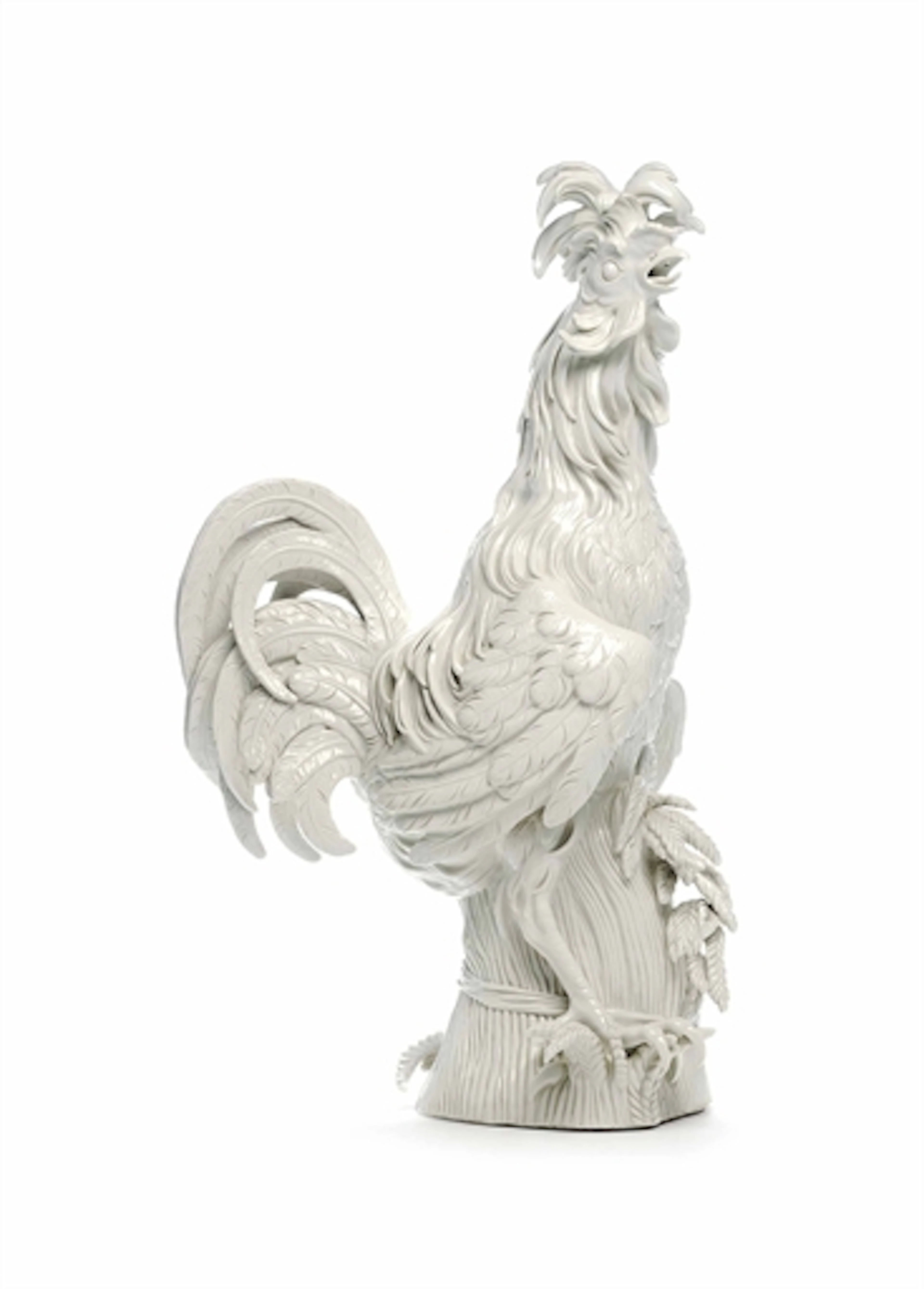 A LARGE WHITE MEISSEN MODEL OF A PADUA ROOSTER, 'PADUANER HAHN (HAUBENHAHN)'
