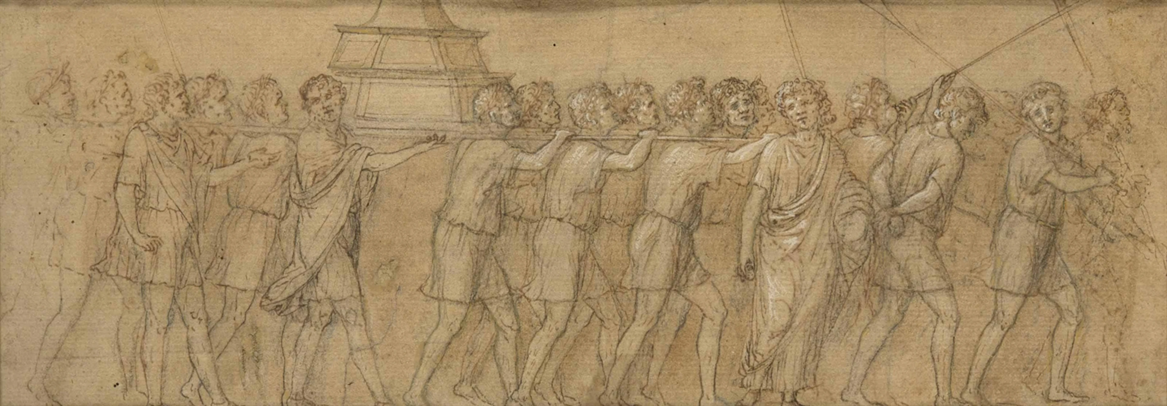 Procession de prisonniers juifs portant la Menorah d'or et les trompettes du temple de Jérusalem