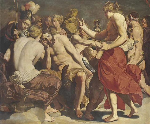 Jupiter rebuked by Venus on Mount Olympus
