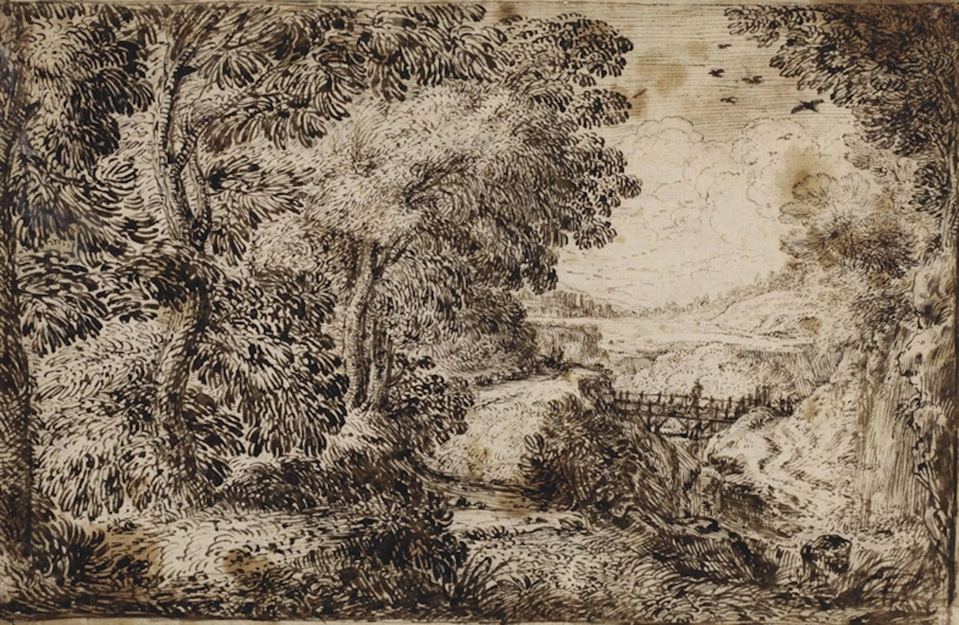 Pont sur une rivière dans un paysage arboré