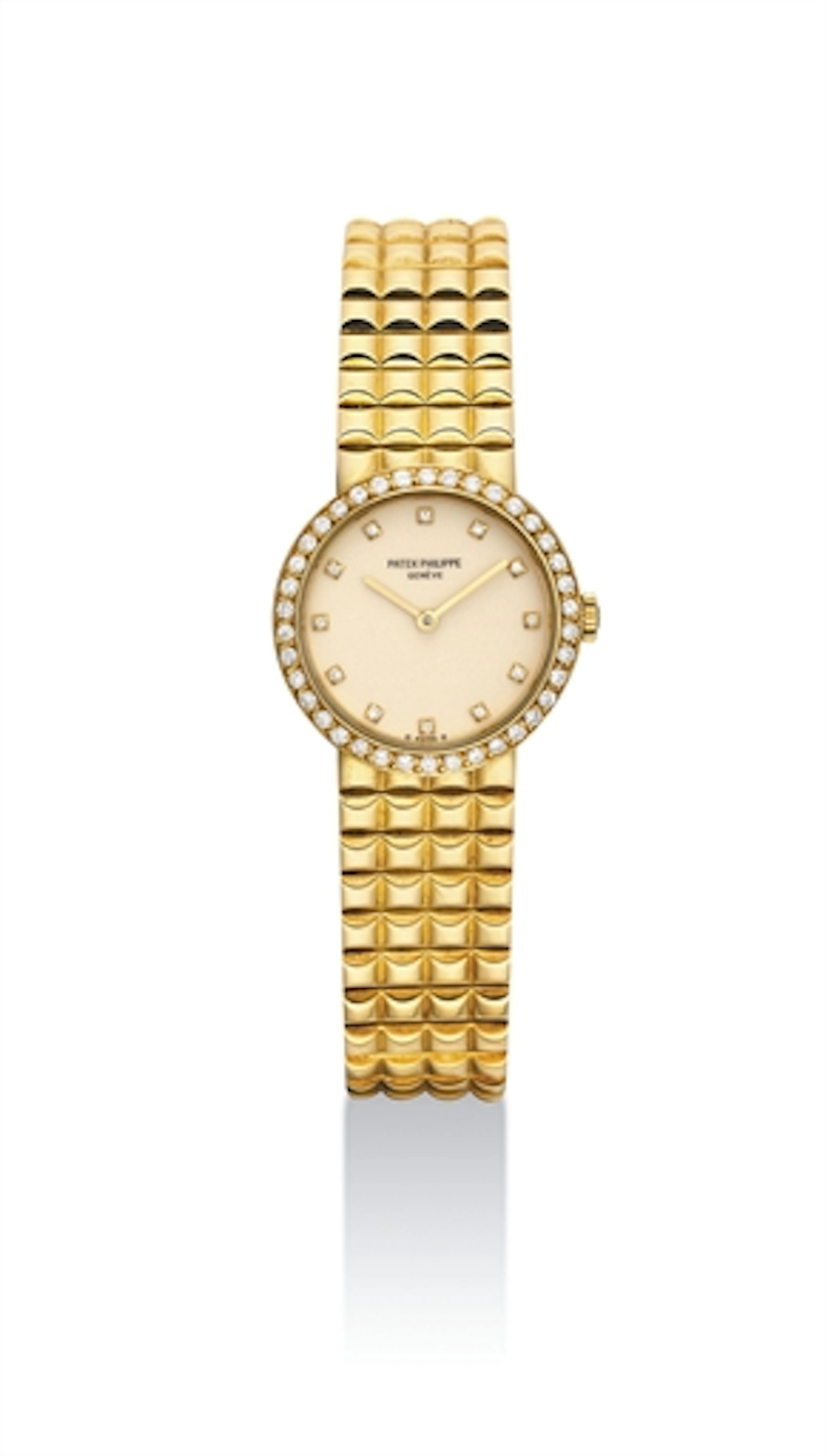 PATEK PHILIPPE. A LADY'S FINE 18K GOLD AND DIAMOND-SET BRACELET WATCH