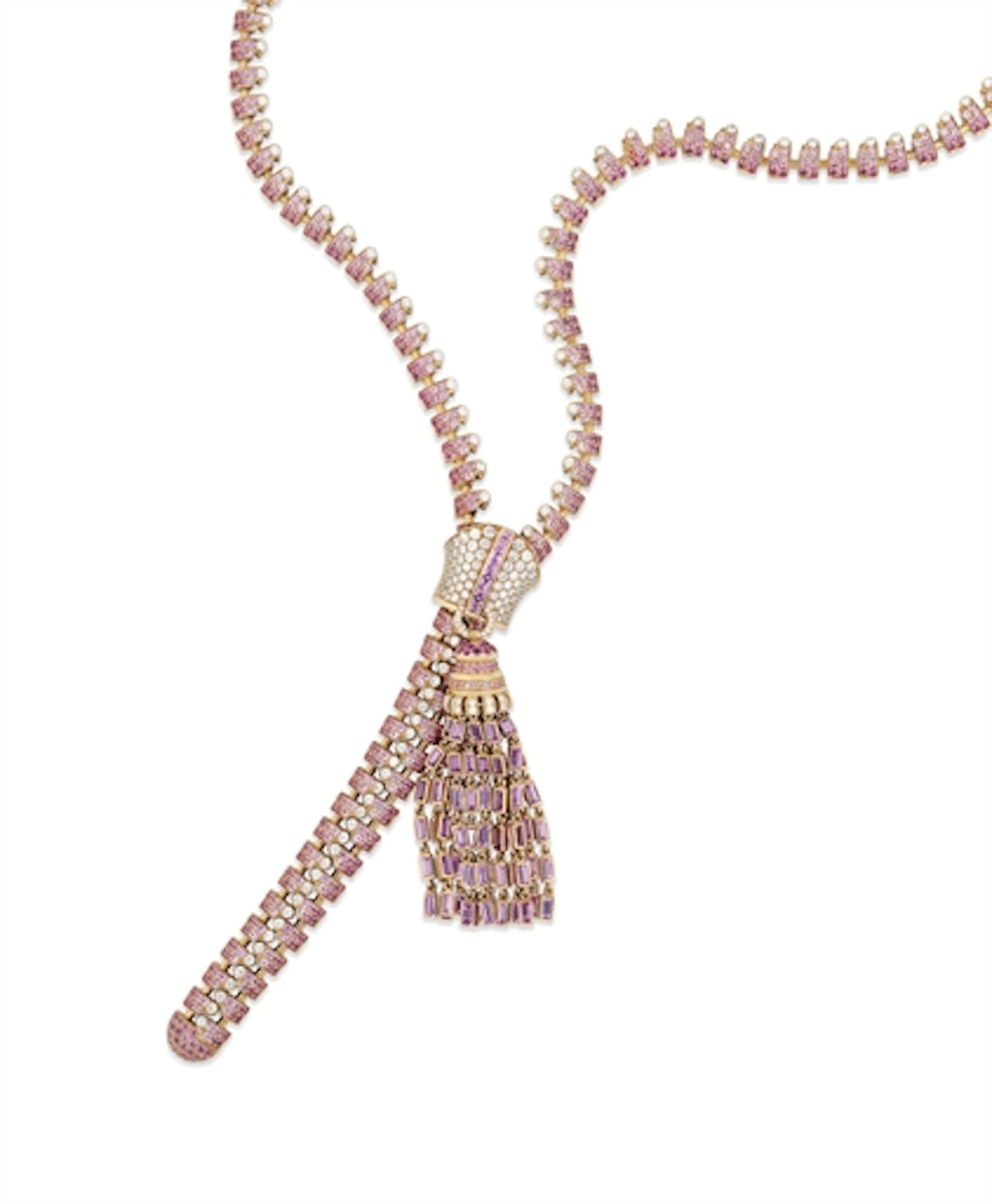 A Unique Pink Sapphire and Diamond 'Zip' Necklace, by Van Cleef & Arpels