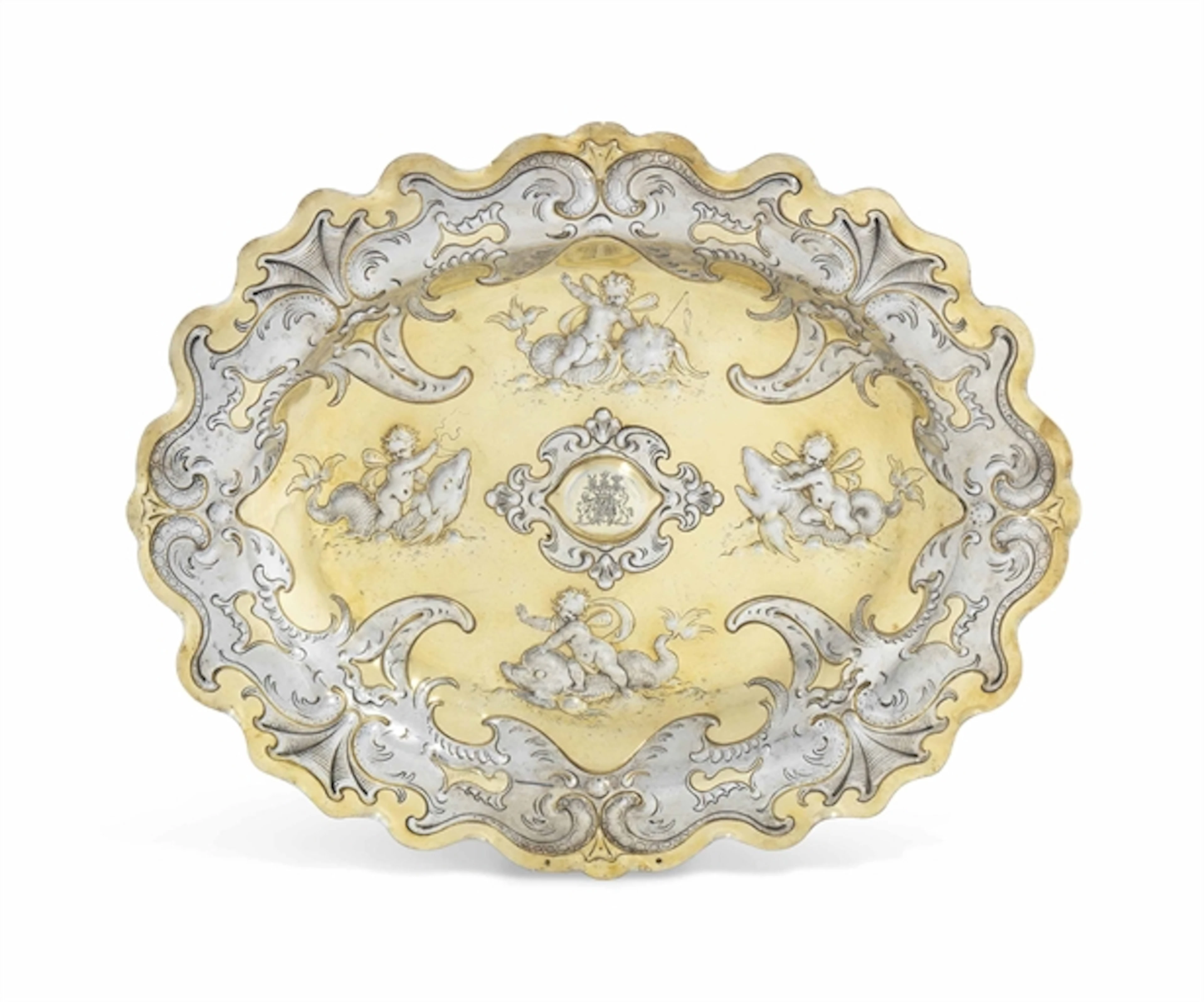 A GERMAN PARCEL-GILT SILVER-GILT SIDEBOARD-DISH