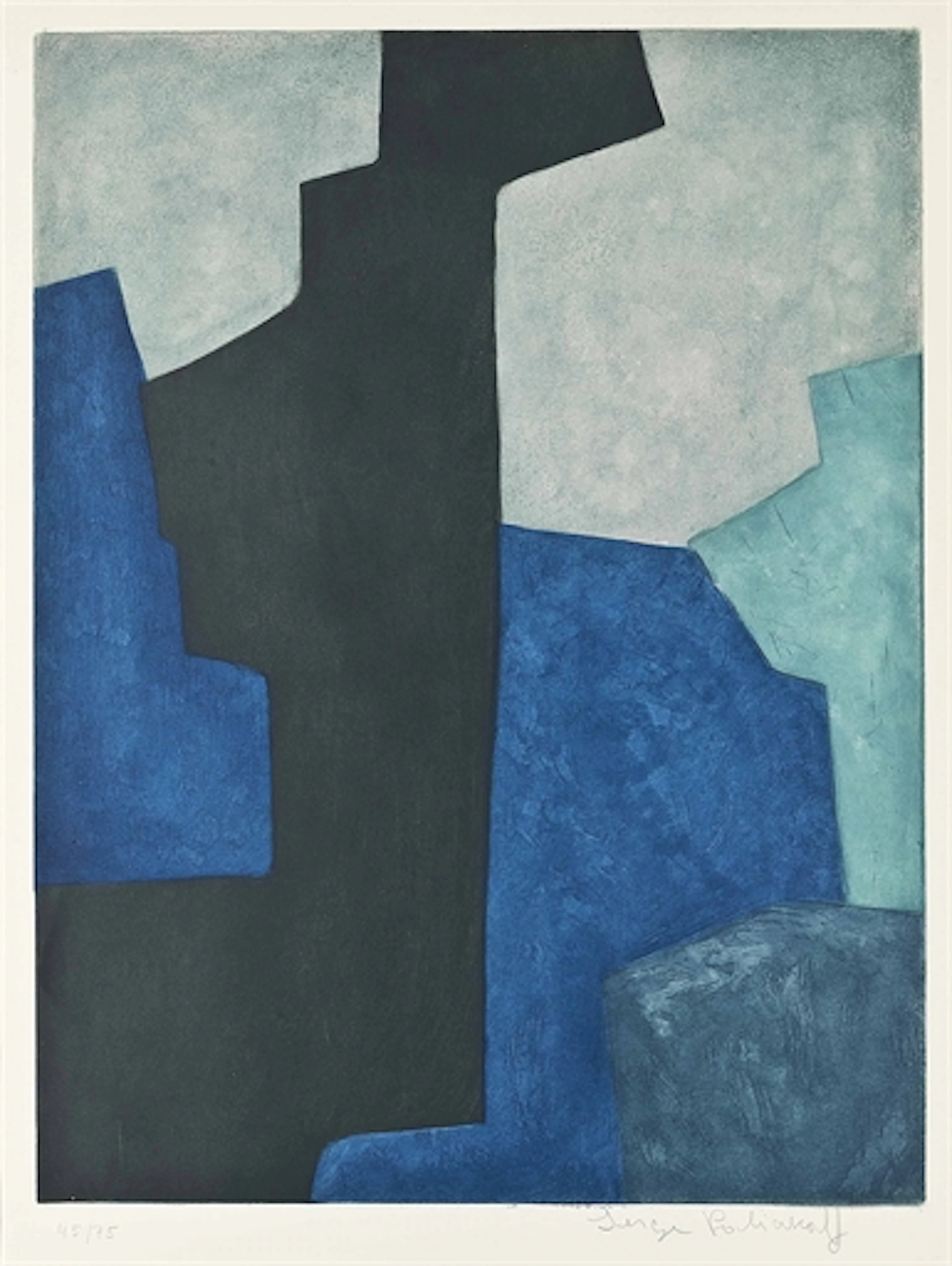 Composition in Black, Blue, and Mauve