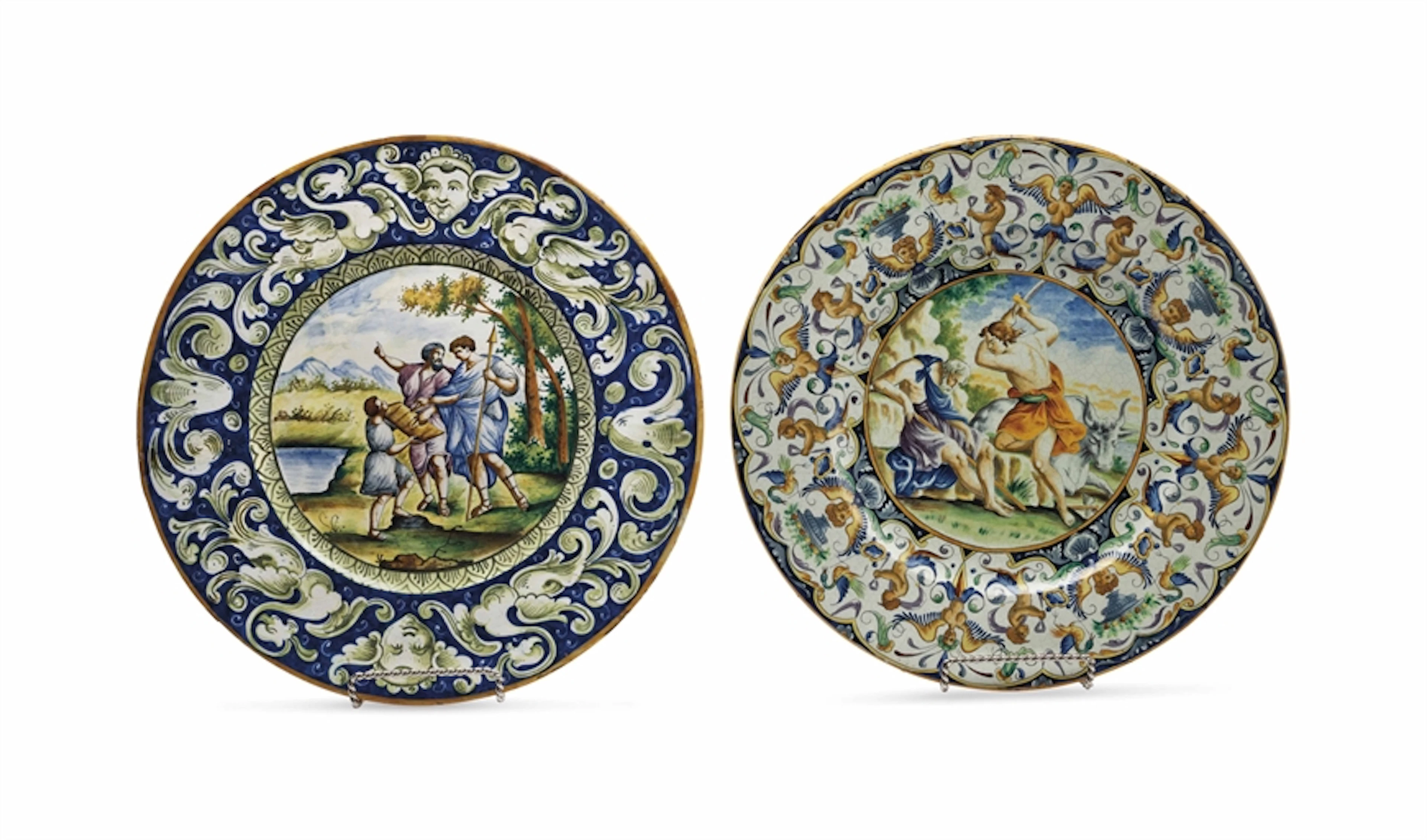 TWO LARGE ITALIAN MAIOLICA CHARGERS