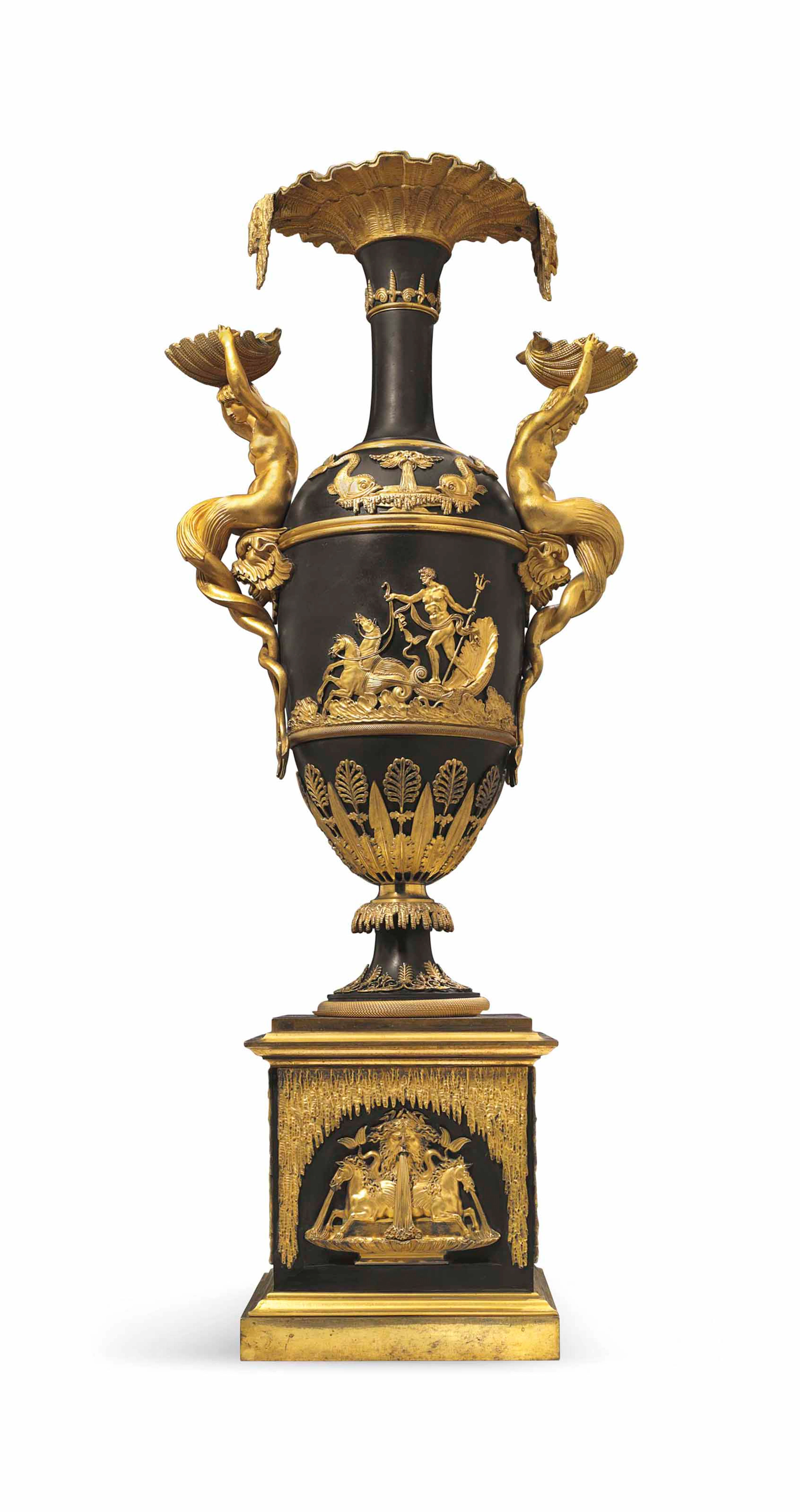 A monumental russian ormolu and patinated bronze vase